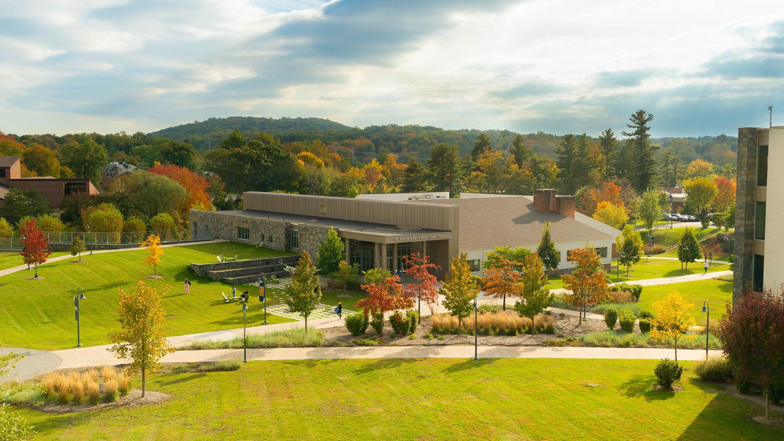 An aerial shot of the Pace University Westchester Campus 