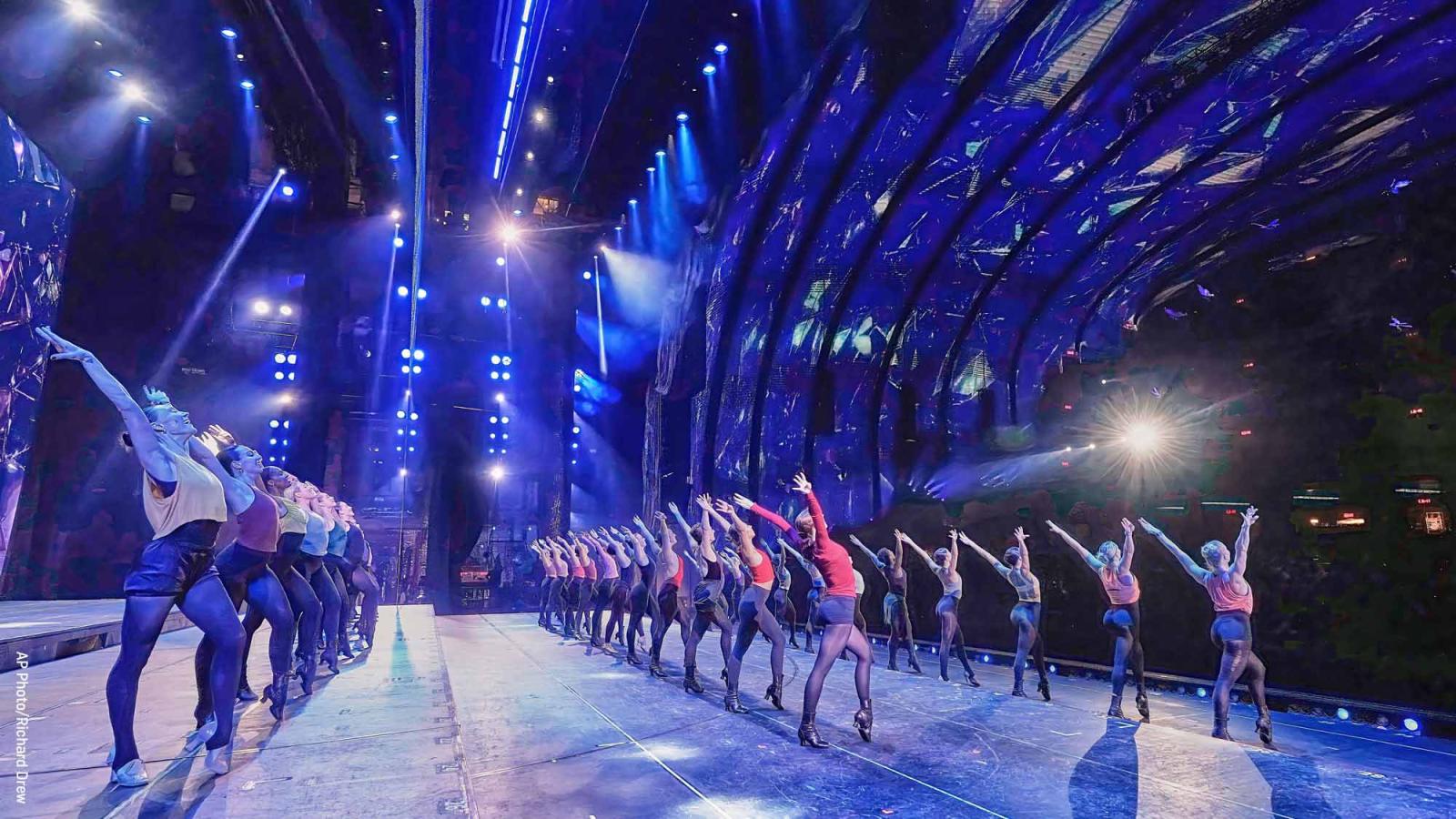 Rockettes rehearsing on stage at Radio City.