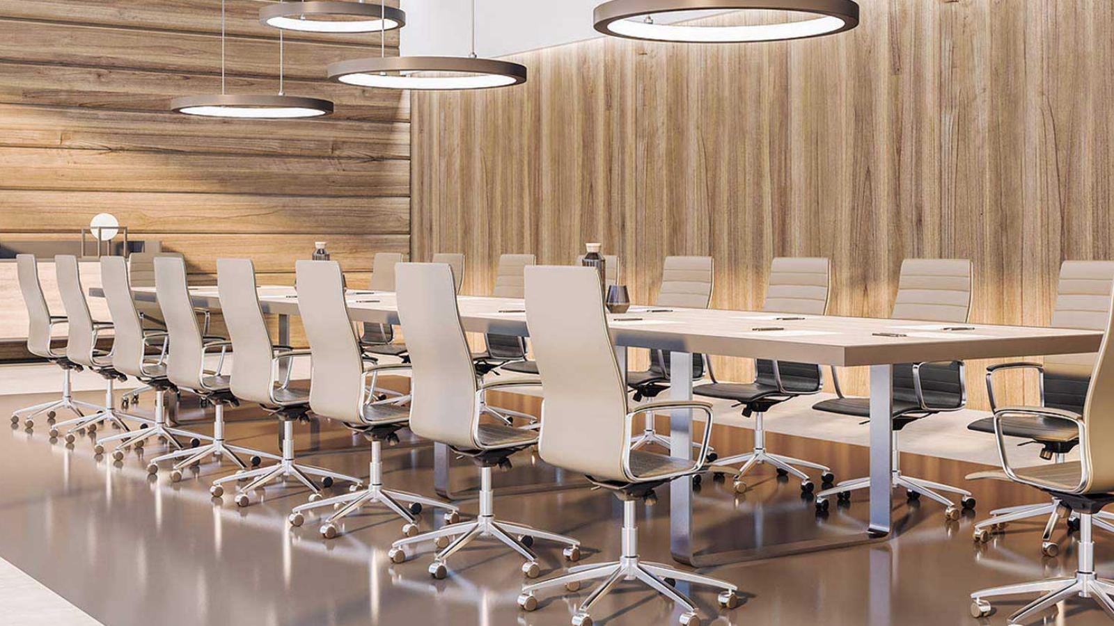 Conference room with table and chairs