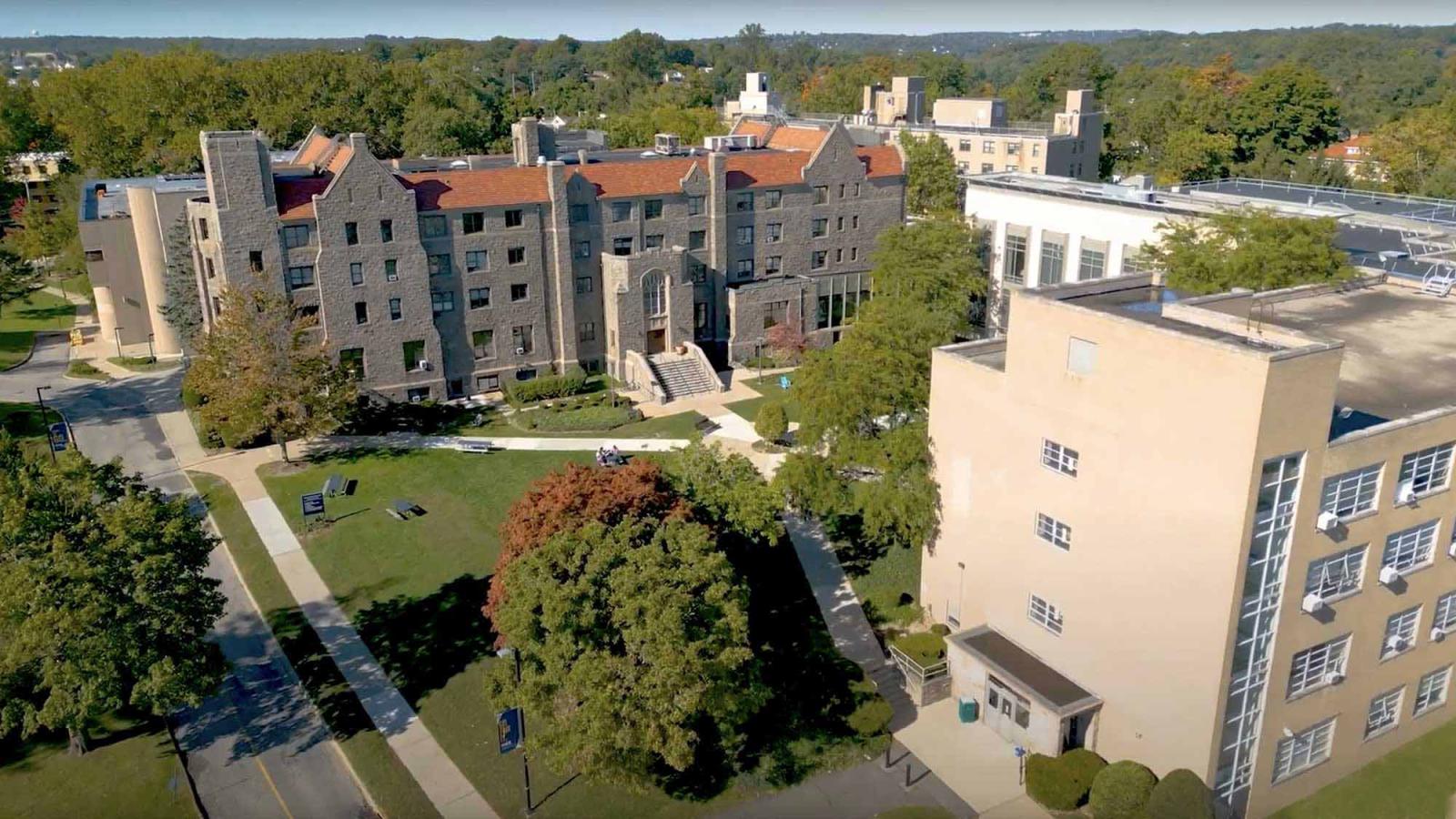 aerial shot of the Elisabeth Haub School of Law