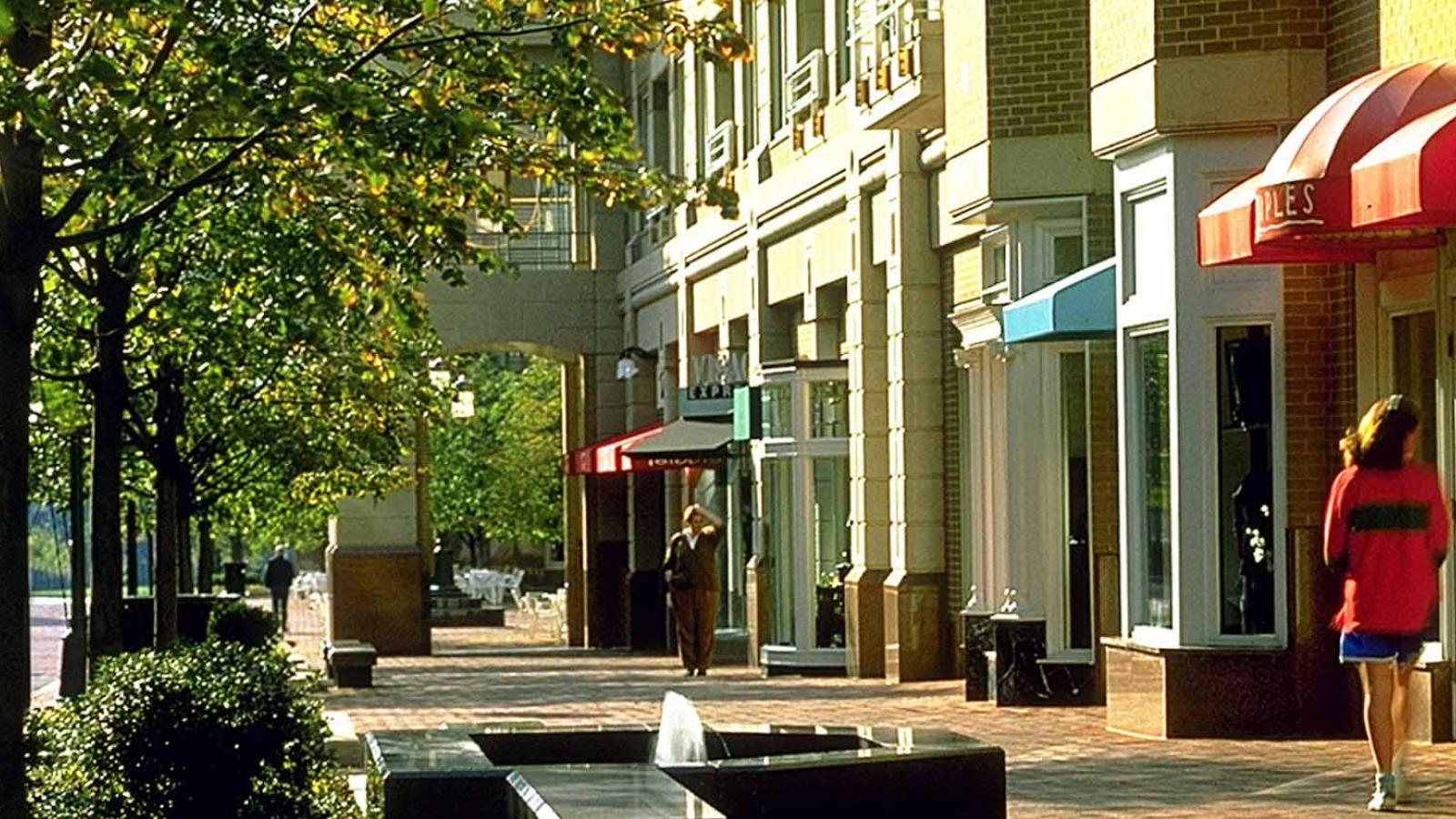 Person walking on the streets of a small town