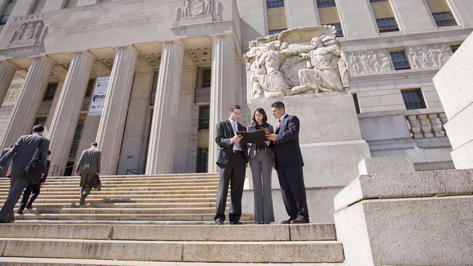 Law students on courthouse steps in White Plains, NY