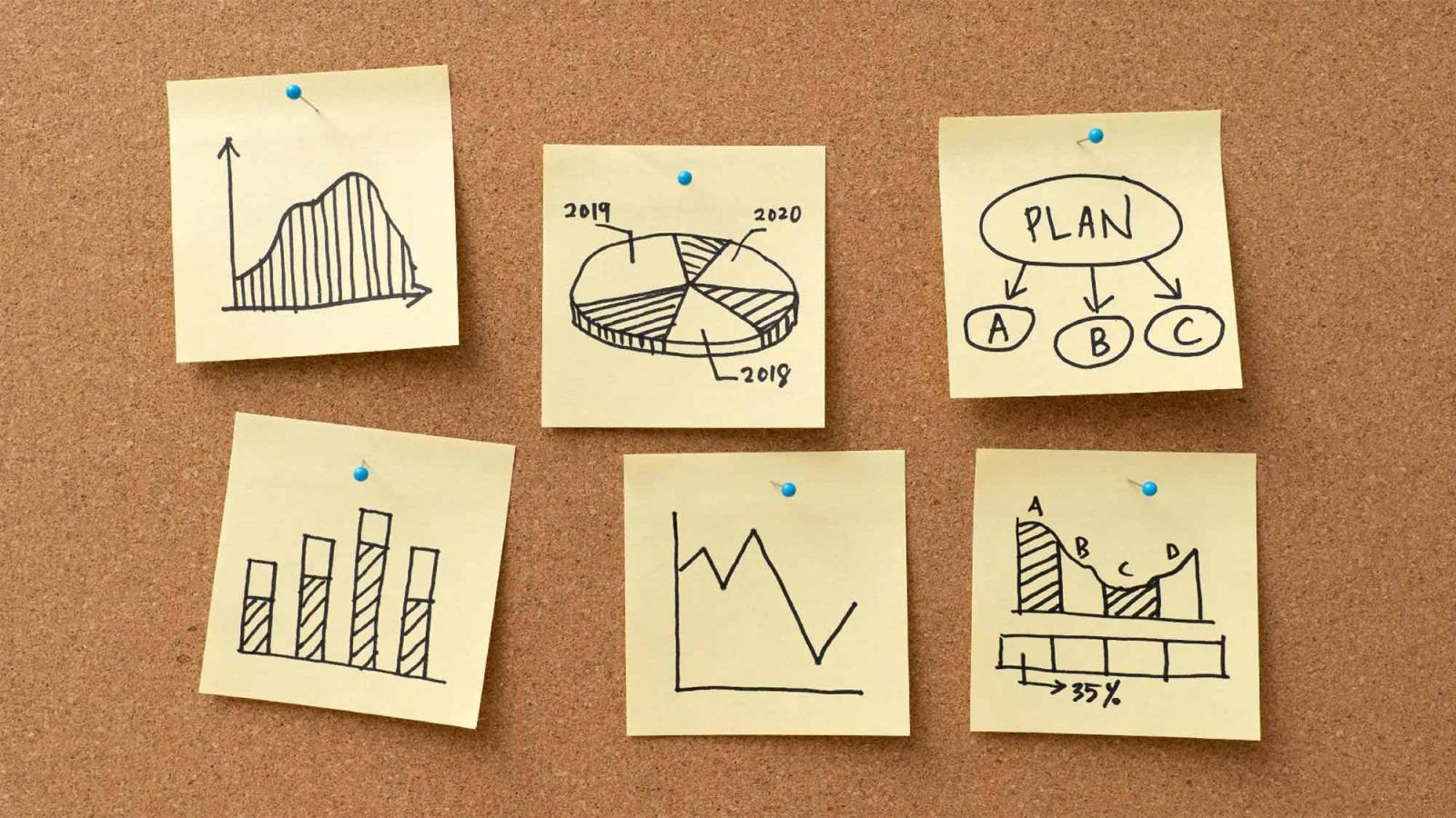 post it notes on a cork board