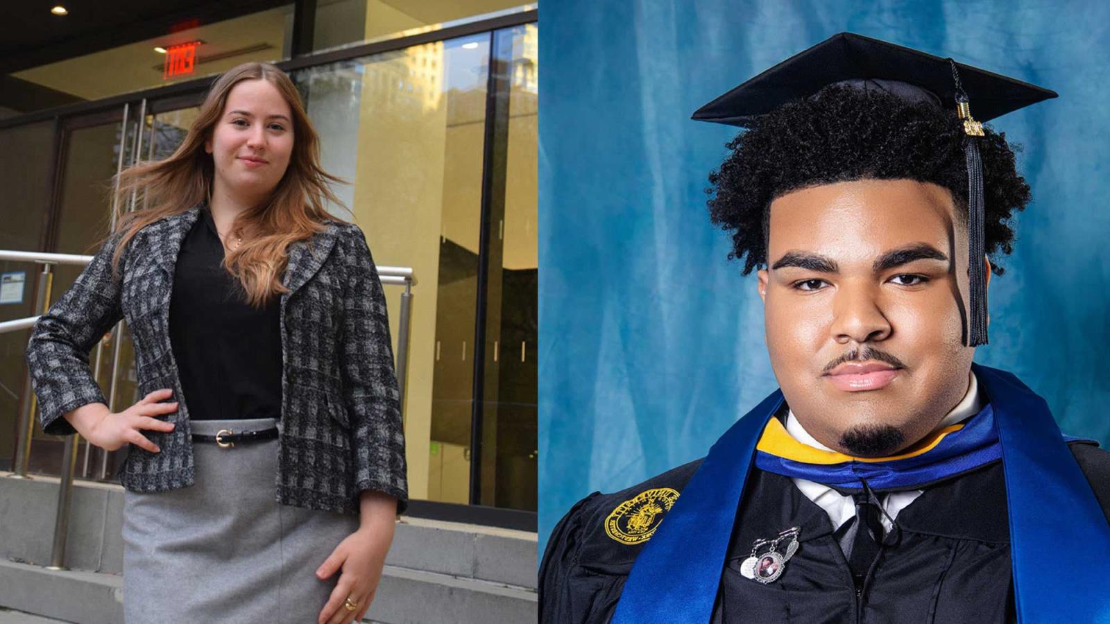 Split screen of Pace University class of 2026 commencement trustees award winners