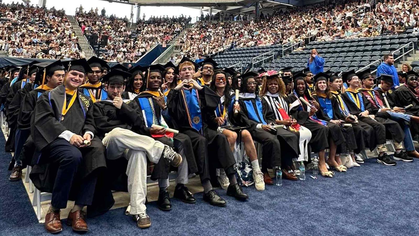 Seidenberg students pose for a photo at Pace University's 2026 Commencement