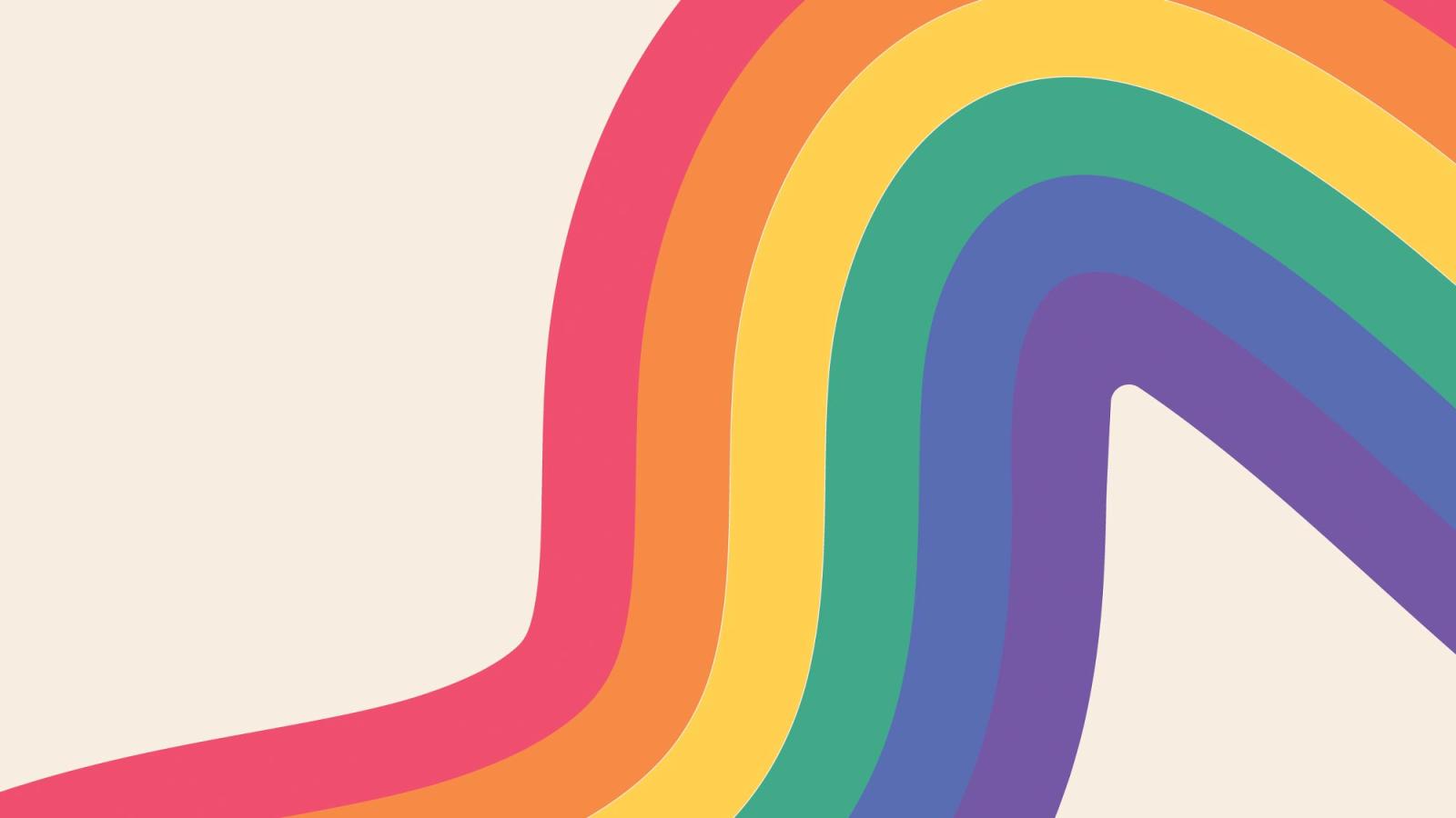Rainbow graphic.