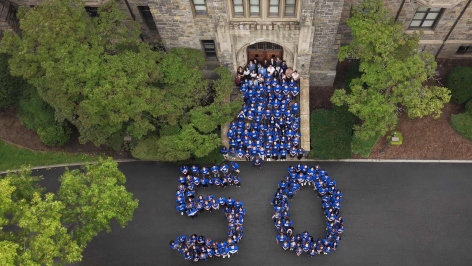Law students in shape of 50 to celebrate Haub Law's anniversary