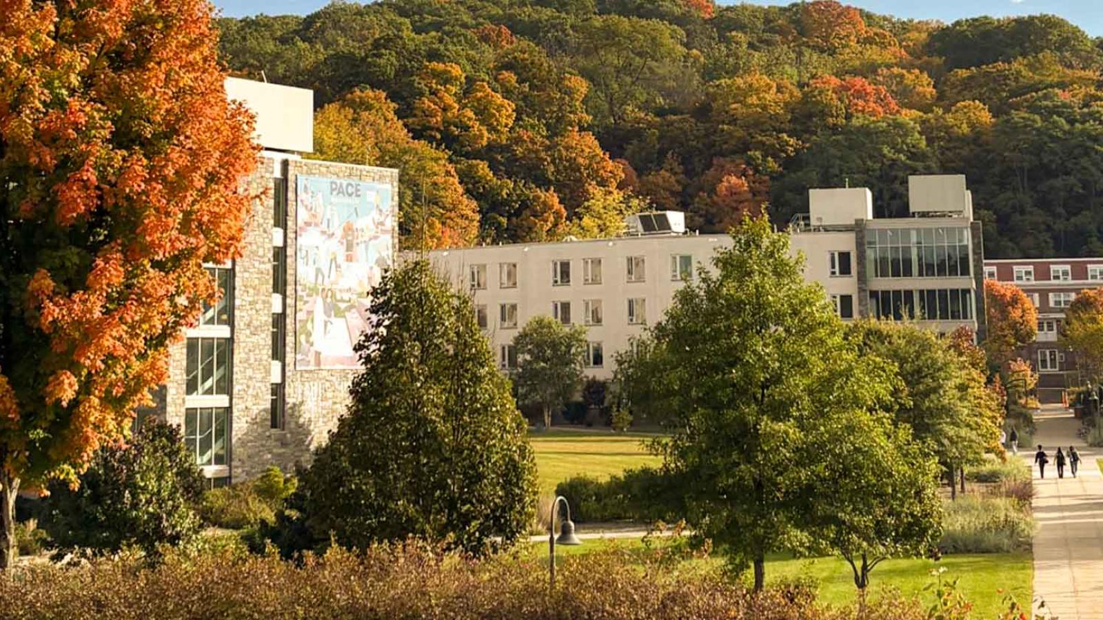 Aerial shot of Pace University's Westchester campus.