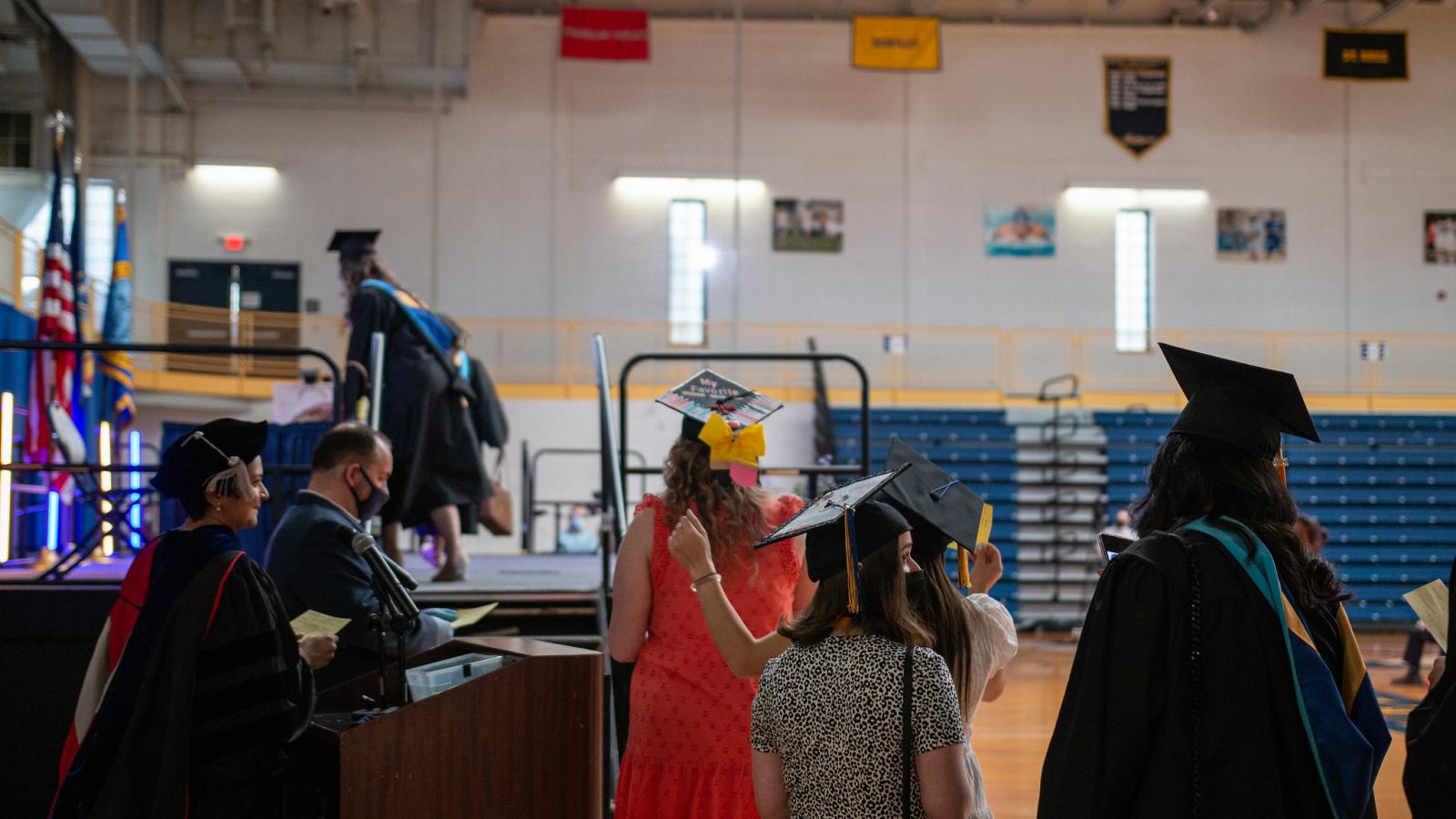 students in a gymnasium