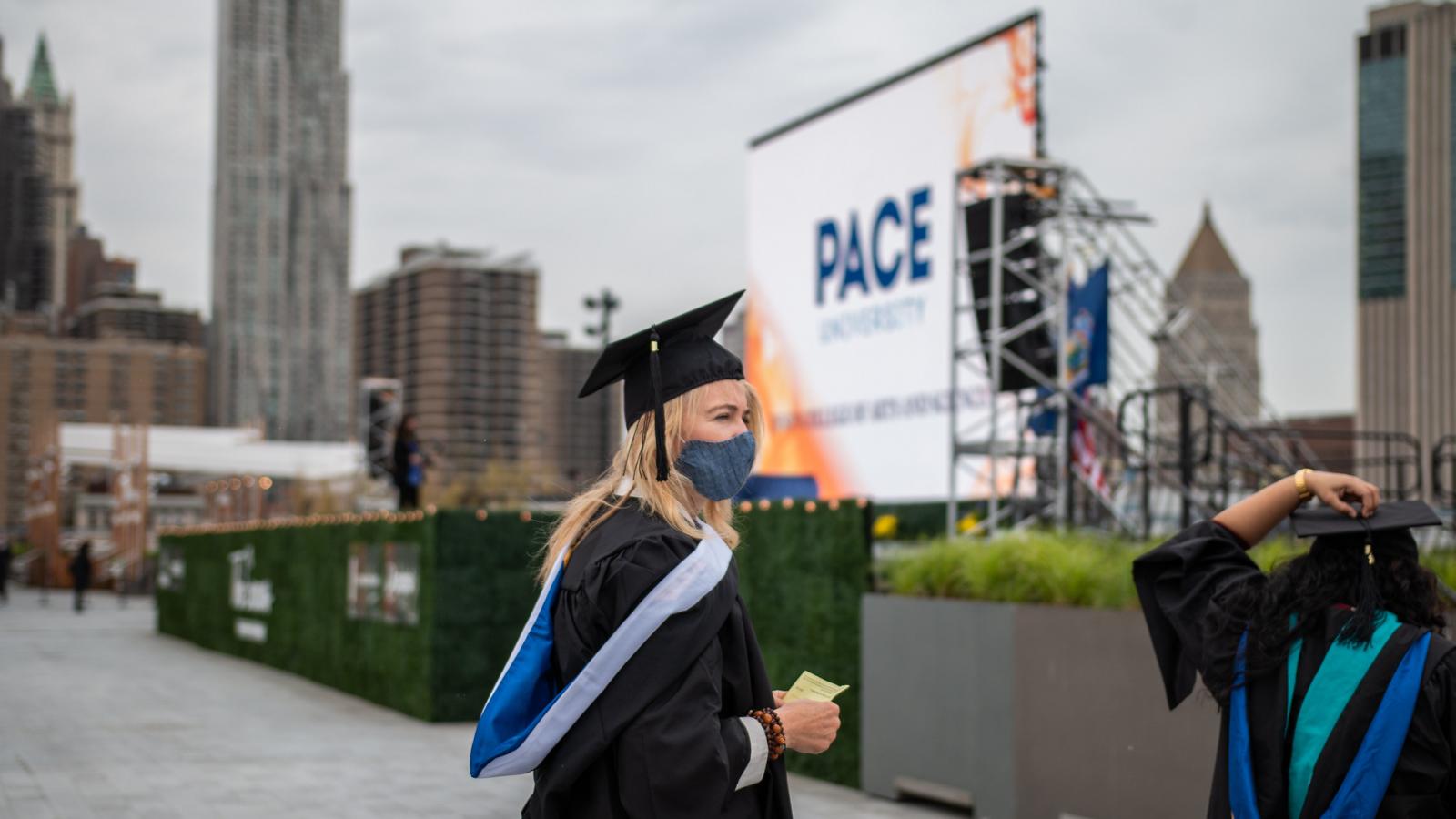 student in academic regalia 