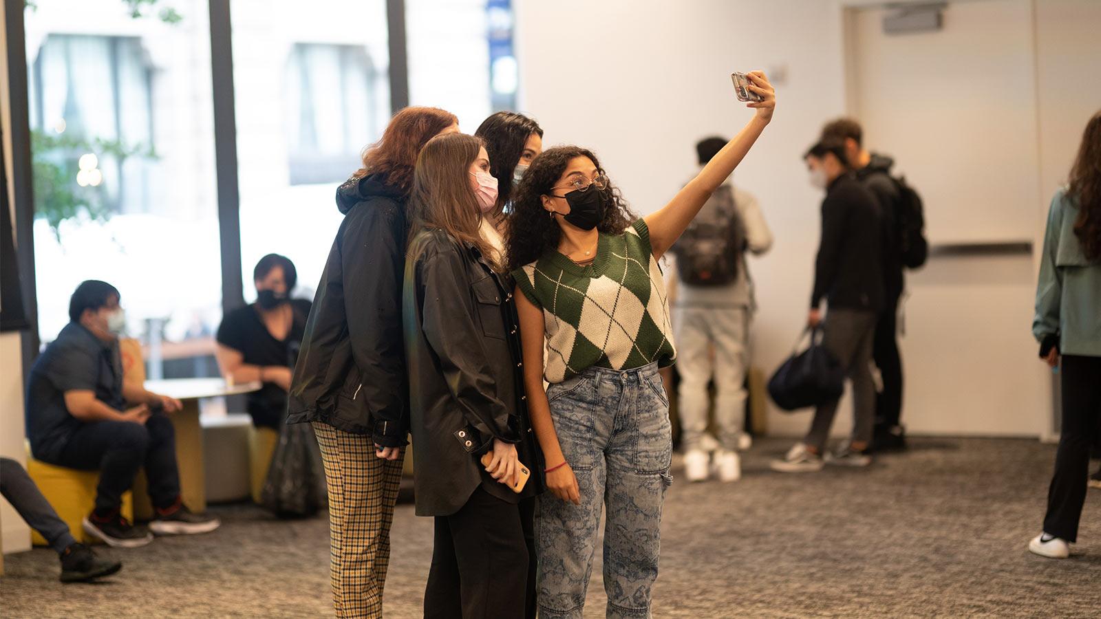 students taking a selfie