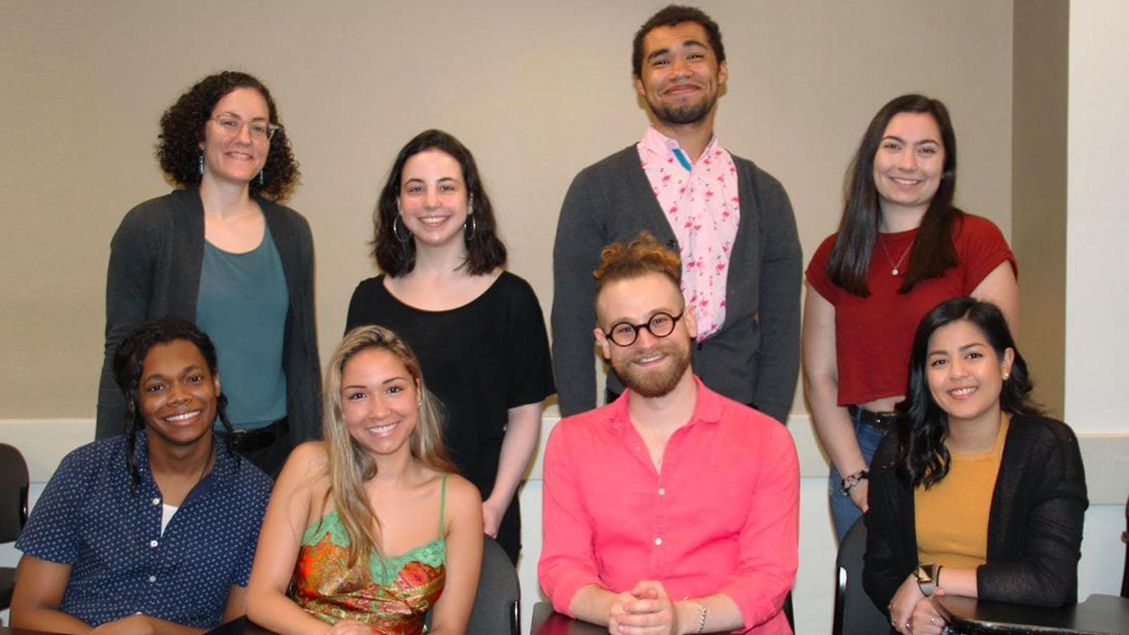 Left to right: Dr. Lisa Rosenthal, Adi Khukhlovich, DaSean Young, Gianna Monte Brandon Brown, Danielle Huertas, Benjamin Gronich, Marinela Torres