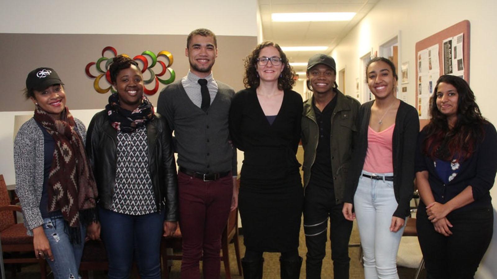 Left to right: Kathaleen Murillo, Brandon Brown, Dr. Lisa Rosenthal, Benjamin Gronich, DaSean Young, Camara Faria, Ashleigh Deosaran, Danielle Huertas, Amanda Frobosilo