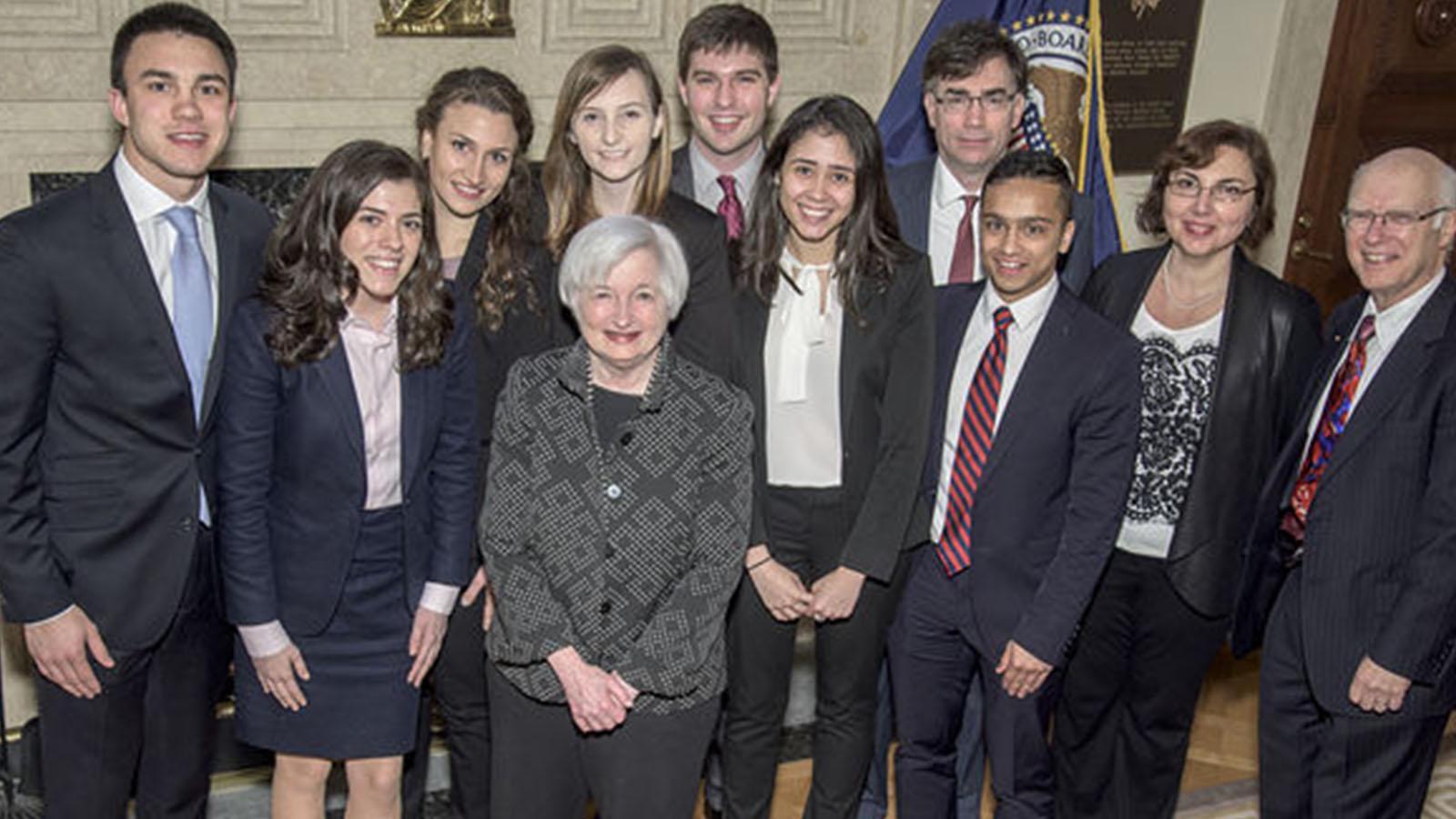 Group photo of 2015 Federal Reserve Challenge Team
