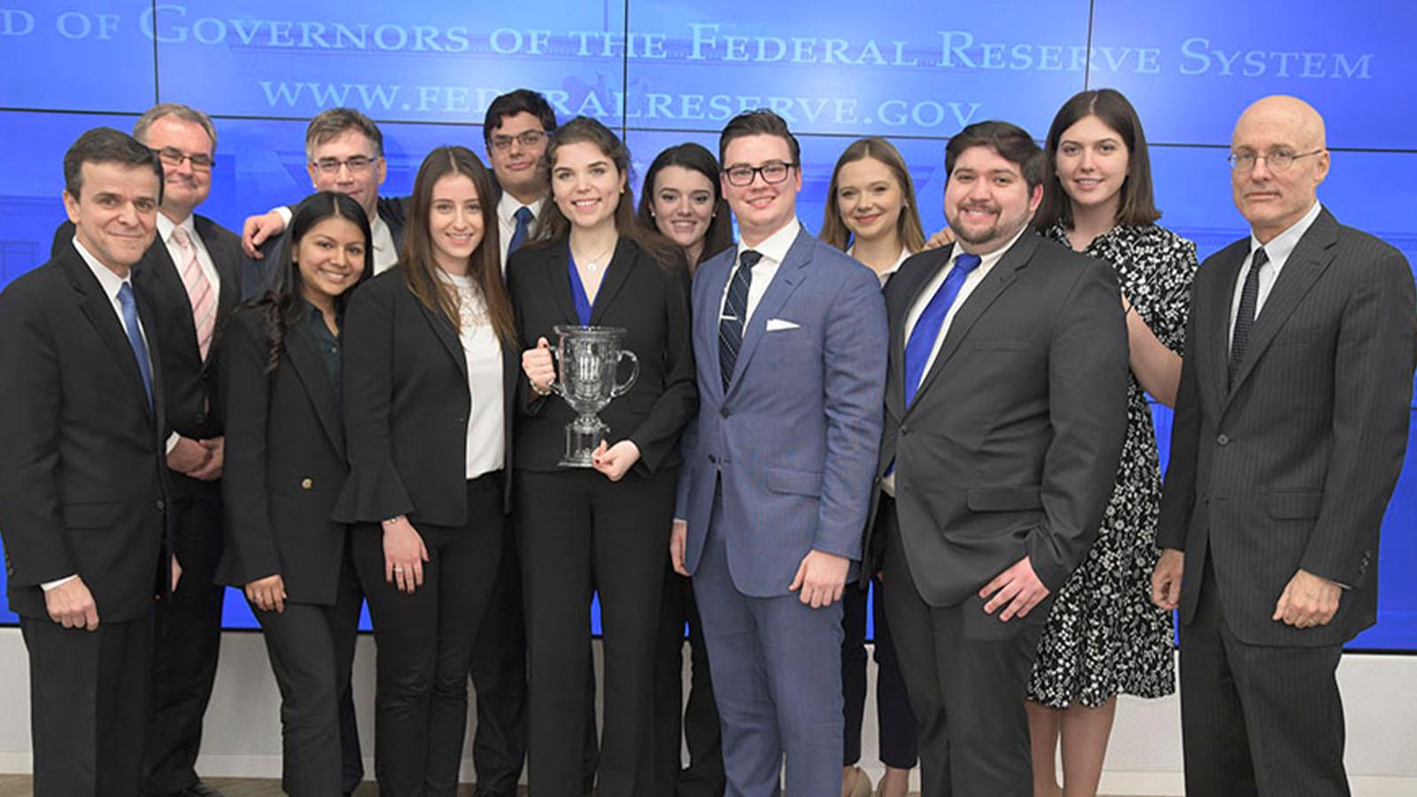 Group photo of the 2019 Federal Reserve Challenge team