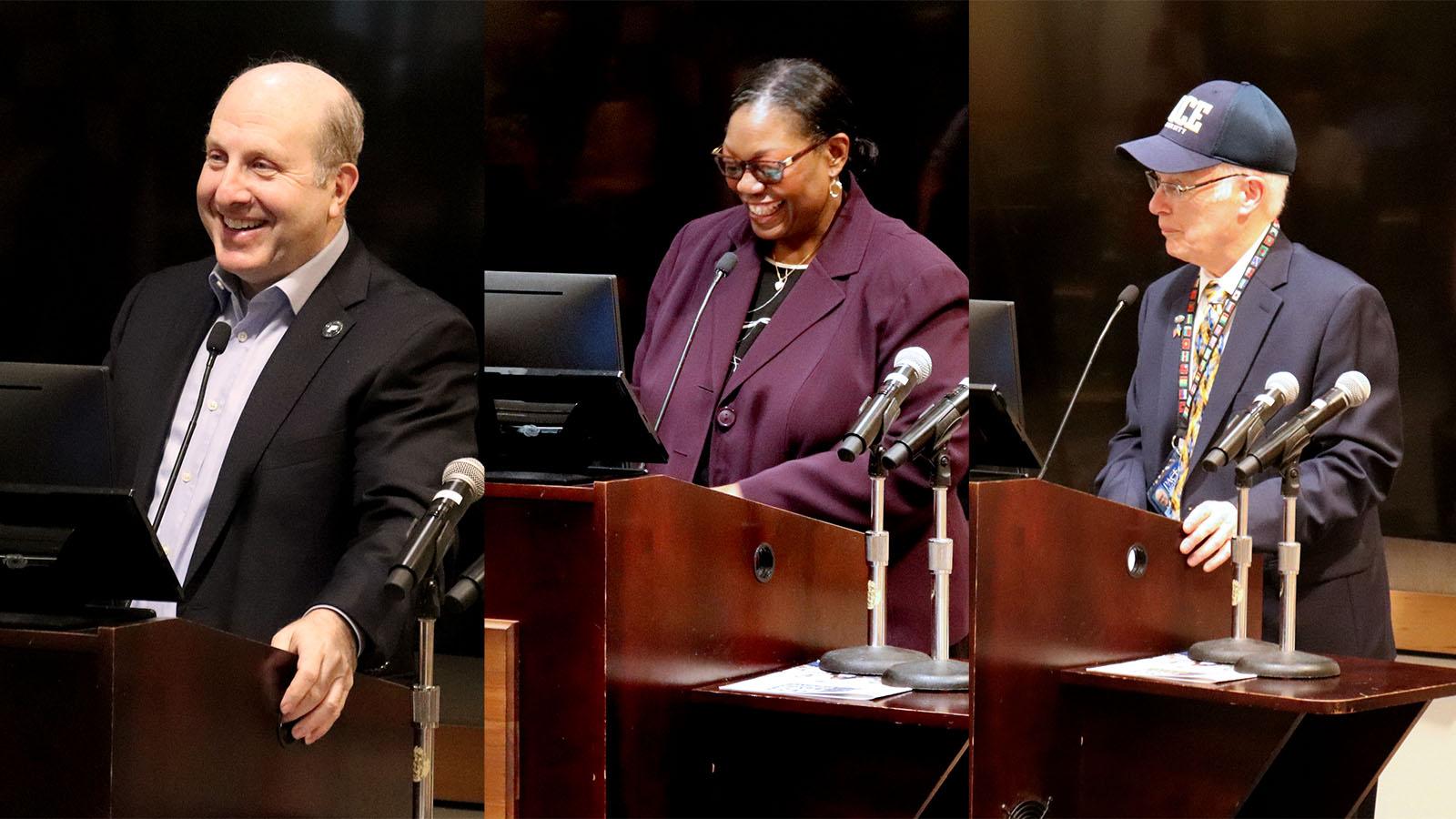 President Krislov, Dean Grimes, and Chair Morreale