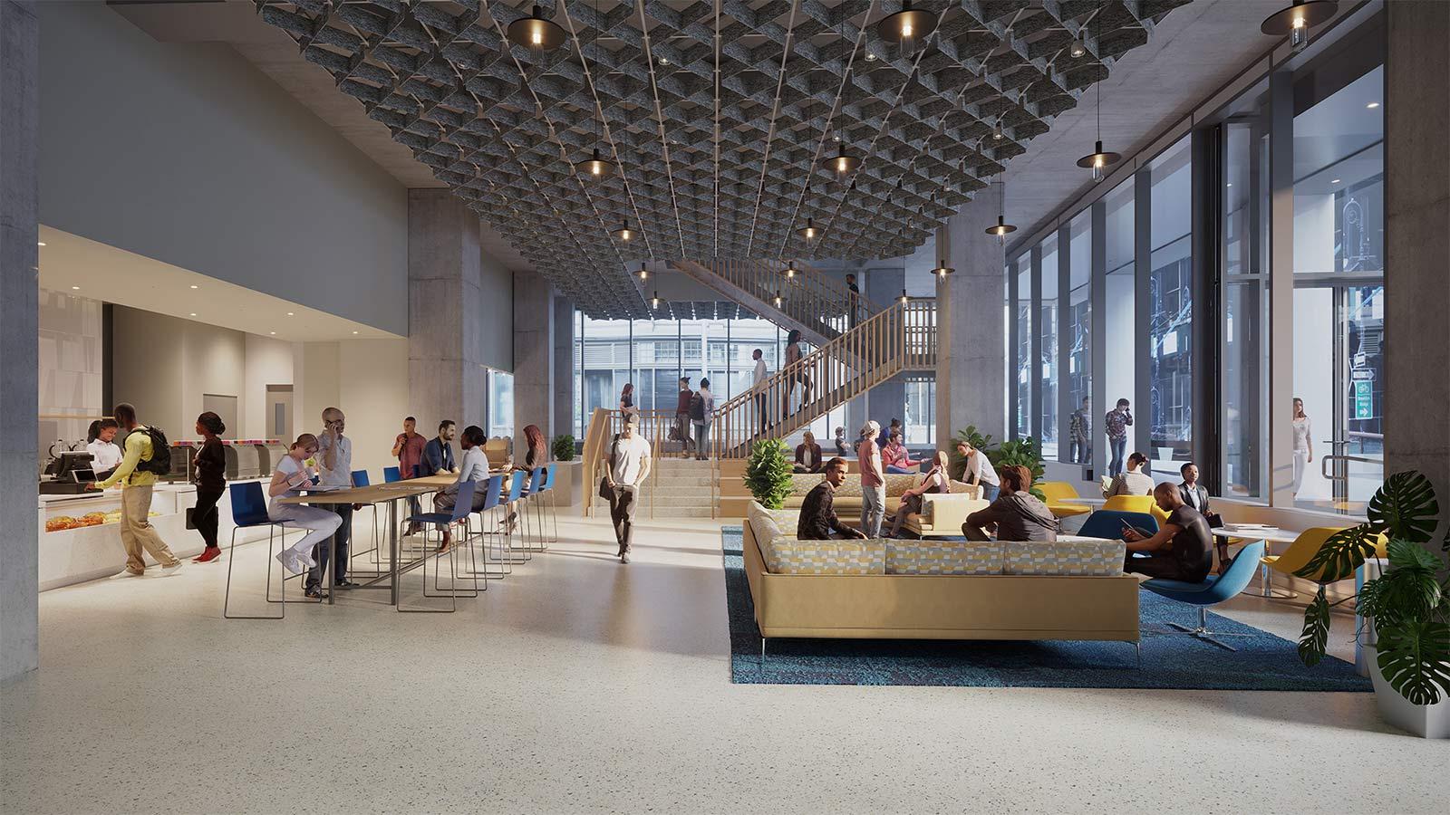 Lobby of residence hall 15 Broadway.