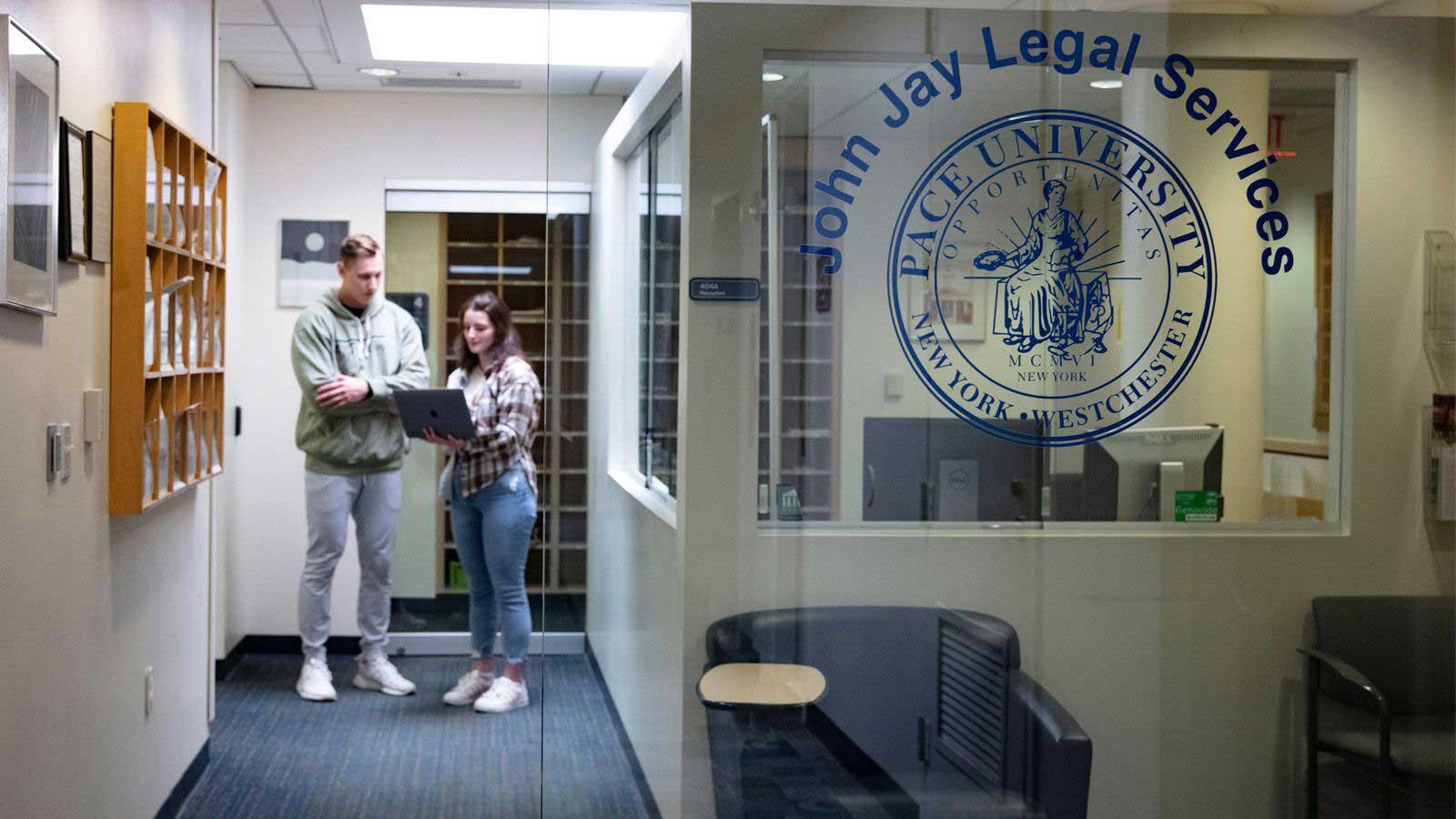 John Jay Legal Services entrance on the Elisabeth Haub School of Law campus