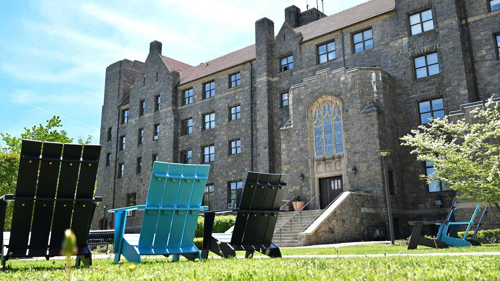 Preston Hall Quad on the Elisabeth Haub School of Law campus