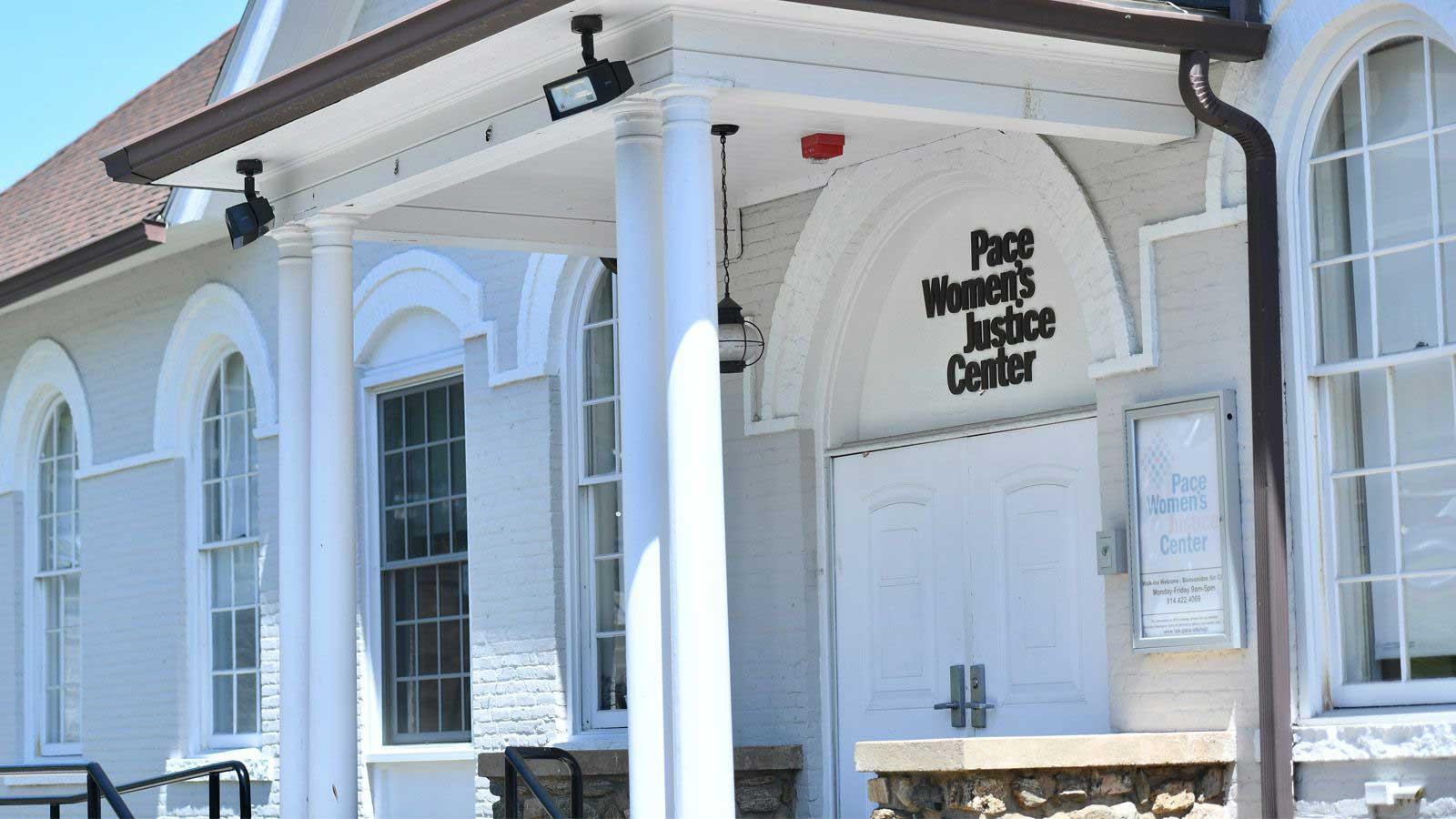 Pace Women's Justice Center front entrance on the Elisabeth Haub School of Law campus