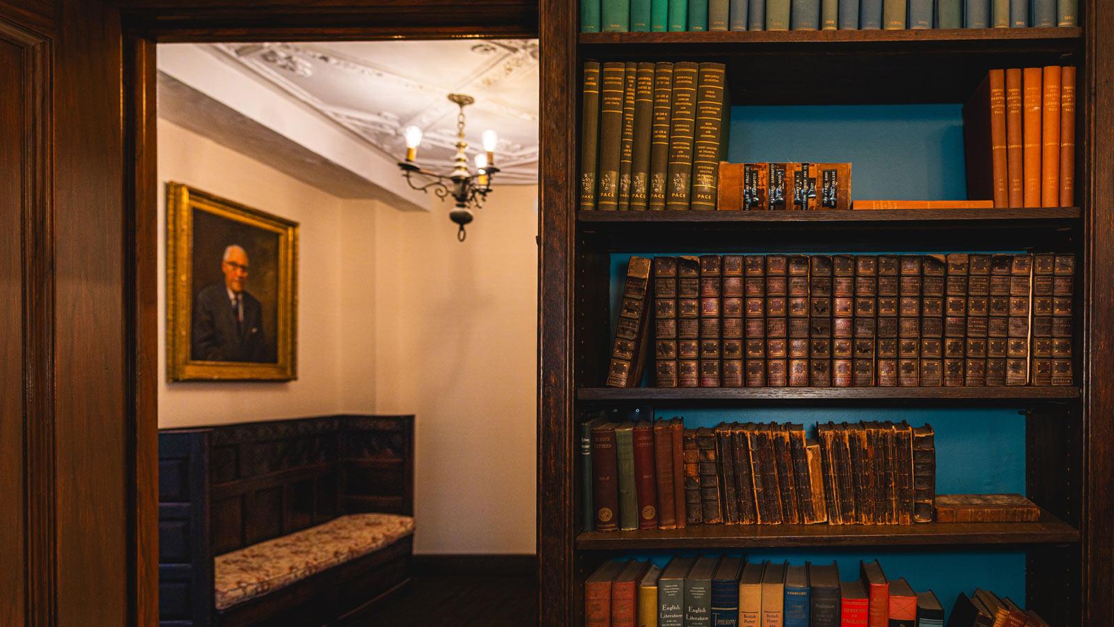 view of the antechamber through the door of the Pace Study