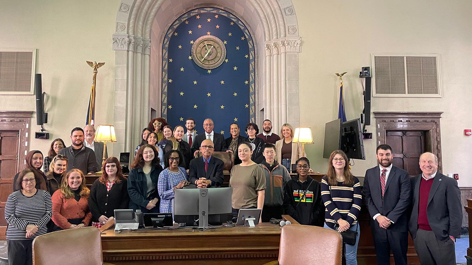 Pace students and faculty with Judge Myron Thompson at the Federal Courthouse