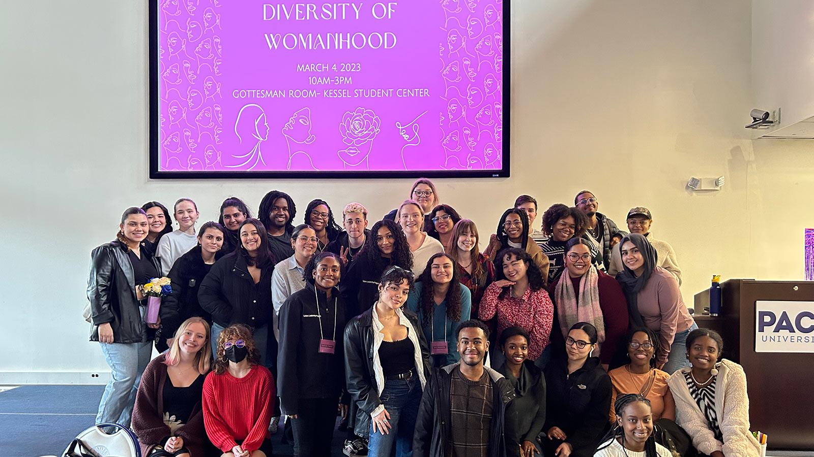 Pace University students gathered in a group photo at the 9th Annual Women's Leadership Conference.