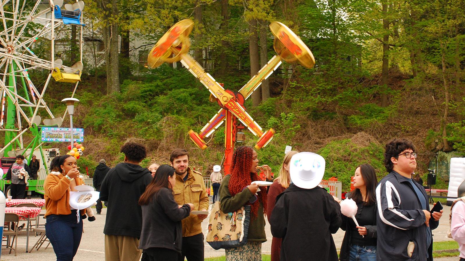 Pace University students enjoying the annual Carnival on the Pleasantville Campus.