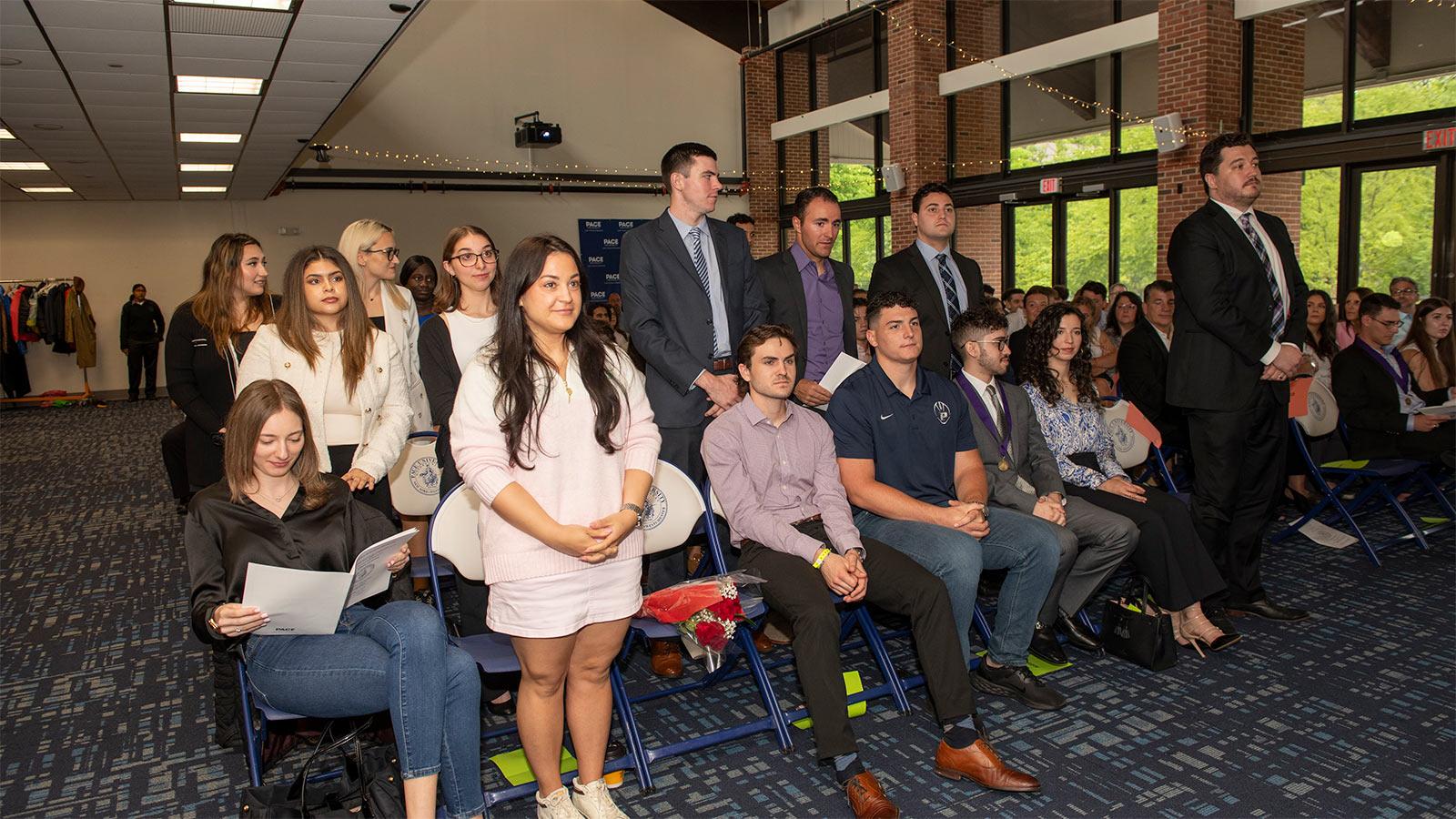 Crowd sitting in chairs at the Pace University's Lubin Awards Ceremony.