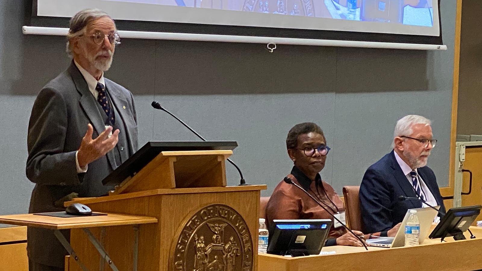 Renowned Filipino Environmental attorney and activist Tony Oposa, Emilie Gaillard of France’s Normandy Chair For Peace Normandy Chair for Peace, Justice Nambitha Dambuza of the Supreme Court of Appeal of South Africa, and Chief Judge Brian John Preston of the Land and Environment, Court of New South Wales (Australia)