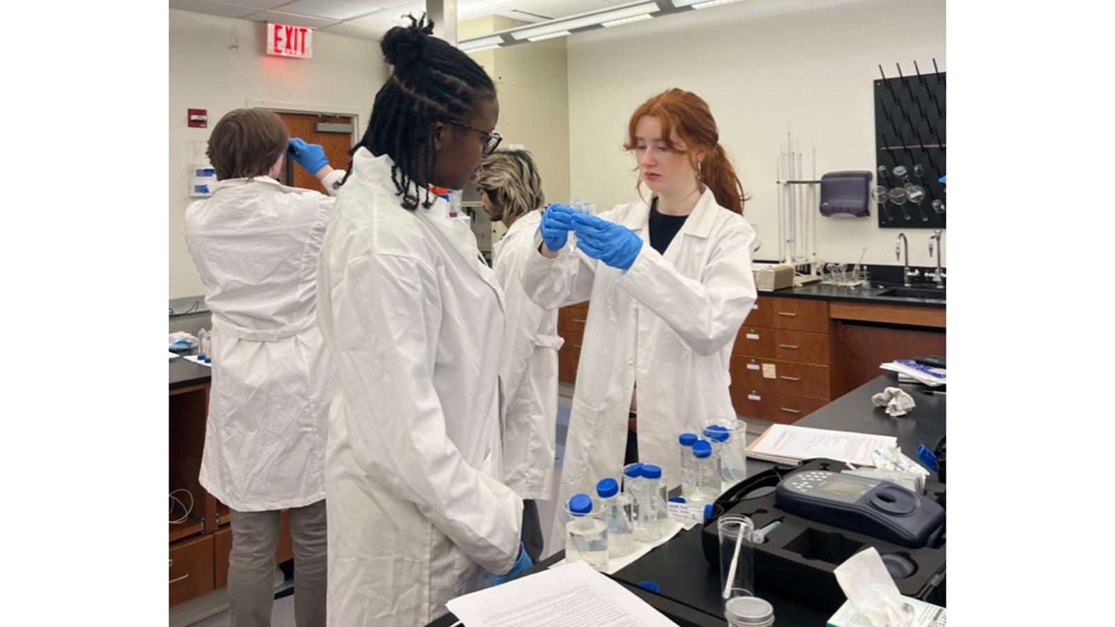 Pace University Environmental Studies and Science students analyze samples from Gotham Park in the lab.