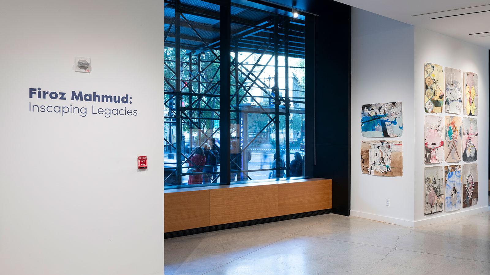 Artwork from artist Firoz Mahmud on display in the "Inscaping Legacies" exhibition at the Pace University Art Gallery.