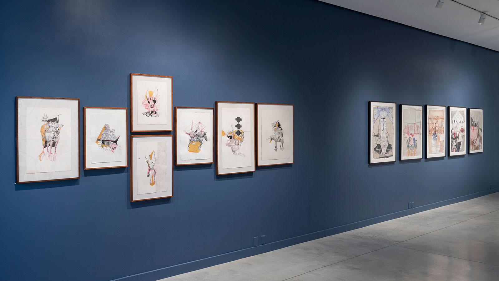 Artwork from artist Firoz Mahmud on display in the "Inscaping Legacies" exhibition at the Pace University Art Gallery.