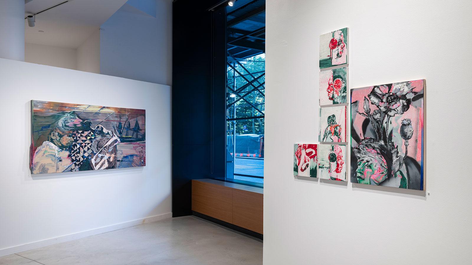 Artwork from artist Firoz Mahmud on display in the "Inscaping Legacies" exhibition at the Pace University Art Gallery.
