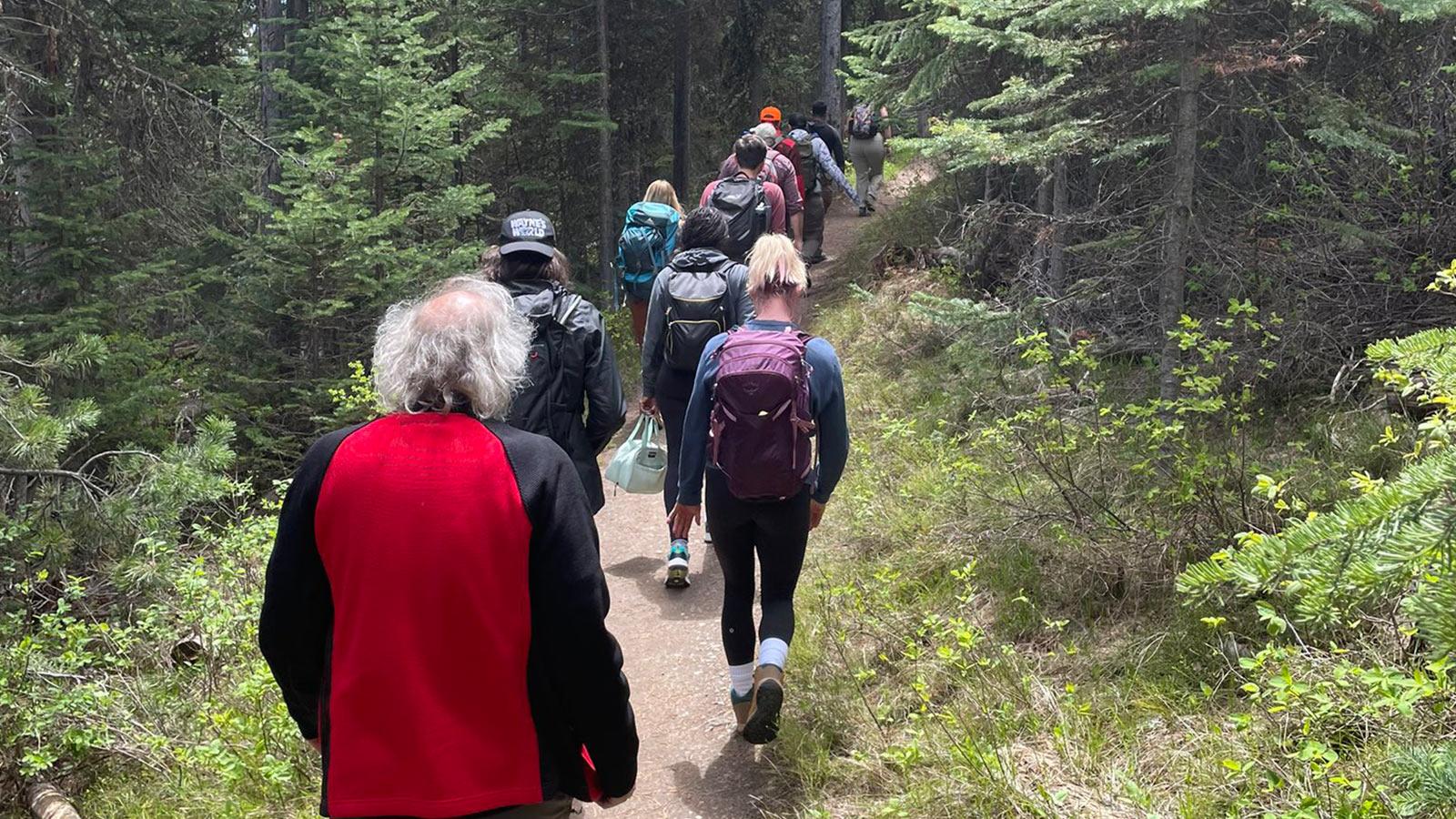 Elisabeth Haub School of Law students and professors hiking on trail
