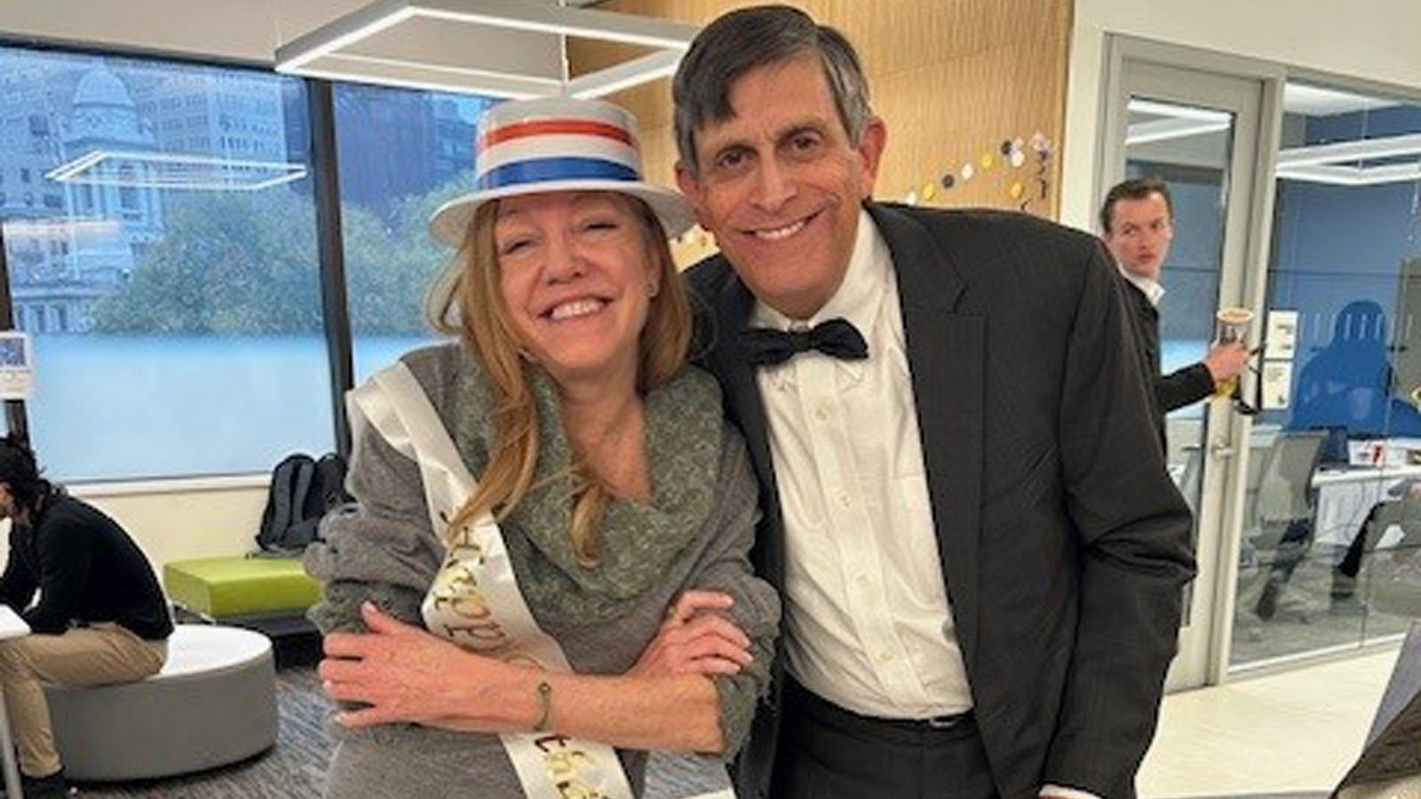 Pace University Lubin School of Business Senior Staff Associate Stefanie Johnston with Larry Cowen, VP Development and Alumni Relations