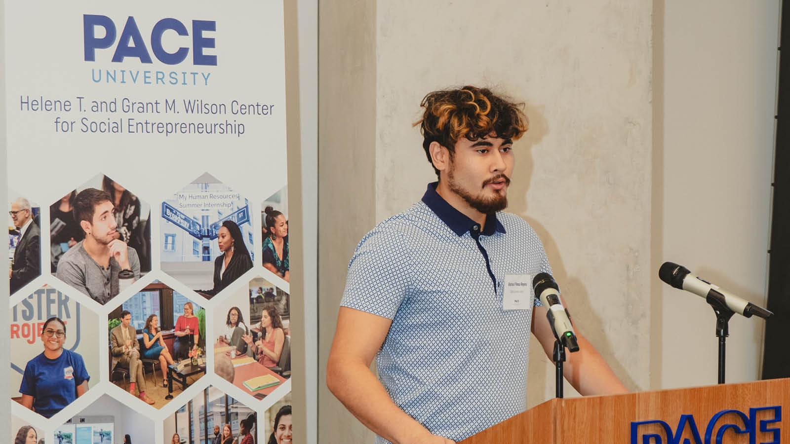 Rafy Reyes presents at 2024 Wilson Center Learning Outcomes Event