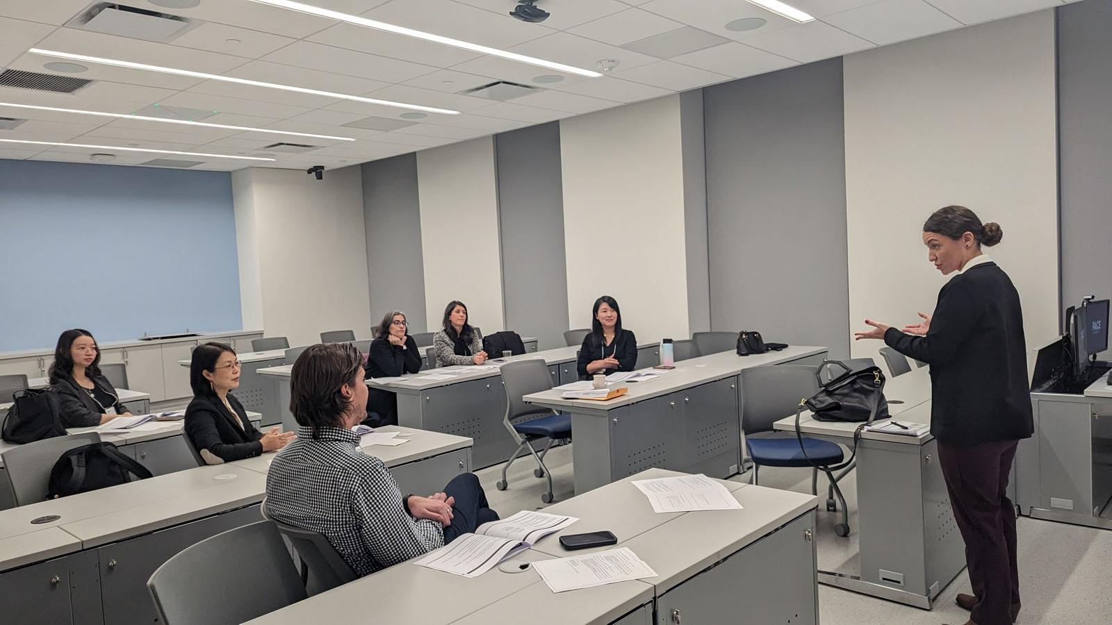 Professor Bikmetova of Hofstra University presents her research in the Investments and Behavioral Finance breakout session chaired by Professor Lin Peng of Baruch College at the 2023 Friends of Women in Finance Symposium-Greater New York (FWFS-GNY) at Pace University