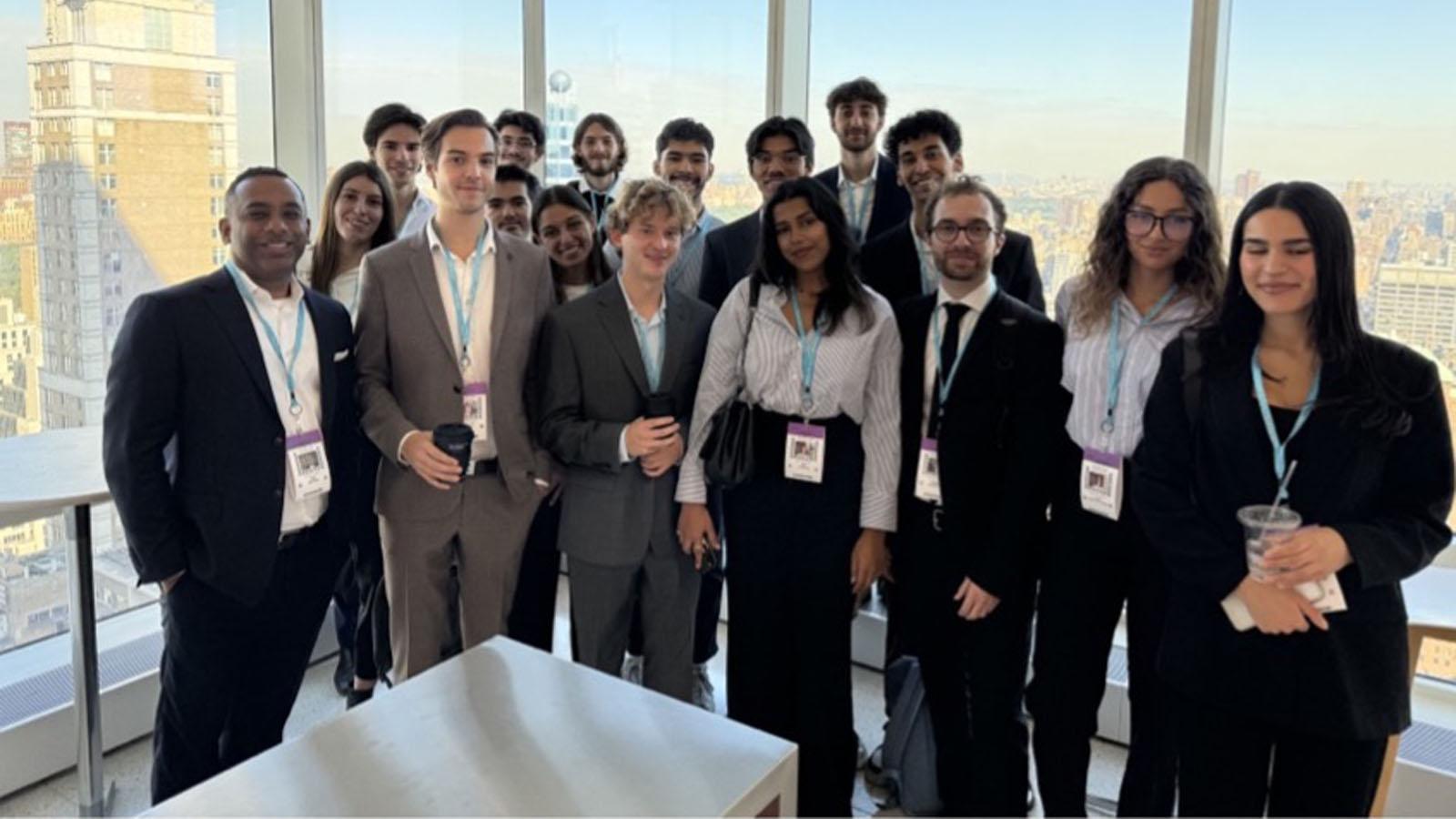 Pace University Lubin School of Business visiting international students visiting Bloomberg headquarters in Fall 2023