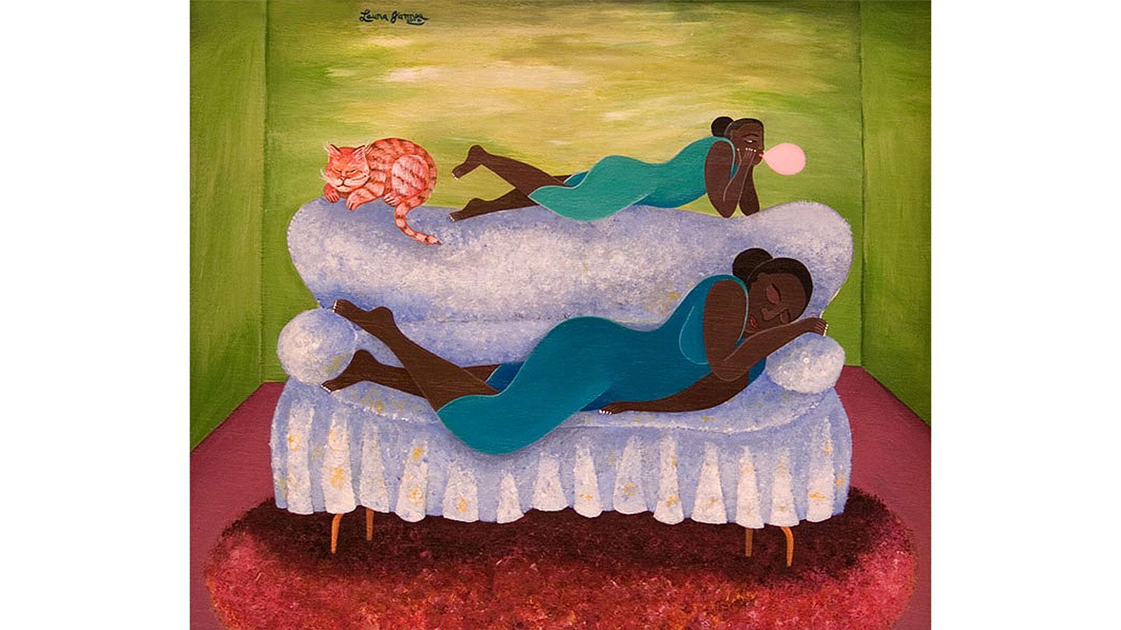Artwork called Mother and Daughter by Laura James on display in the Lise Curry Exhibition