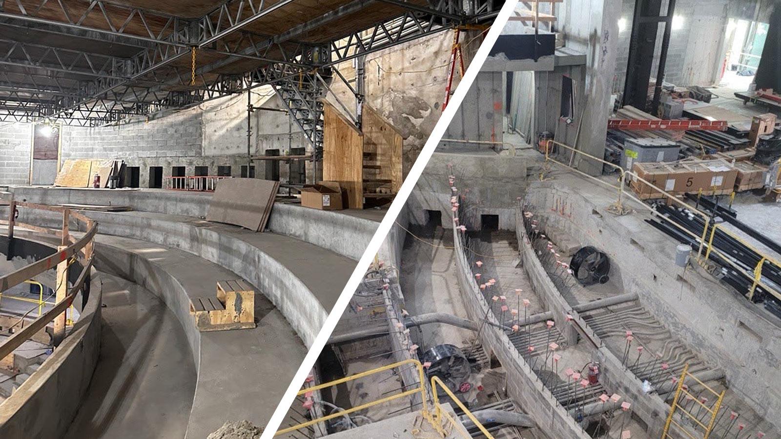 Construction progress photo of the new Schimmel Theater.
