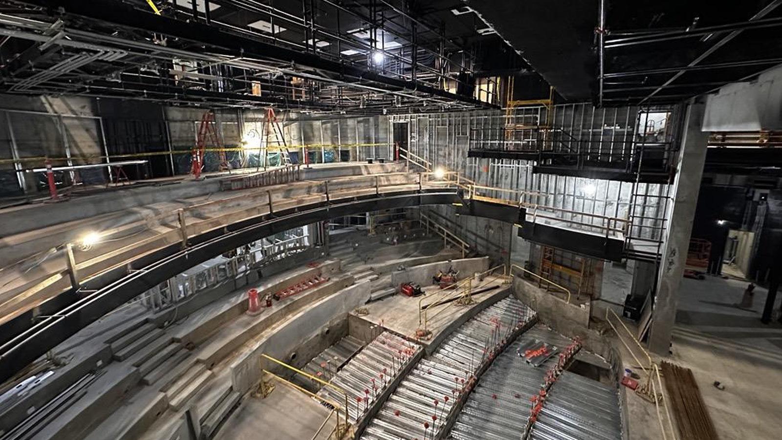 Construction image of Schimmel Theater.