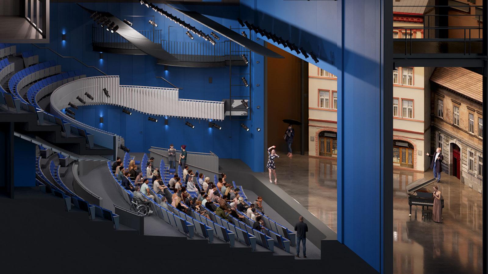 Detailed rendering of the future of the Schimmel Theater.