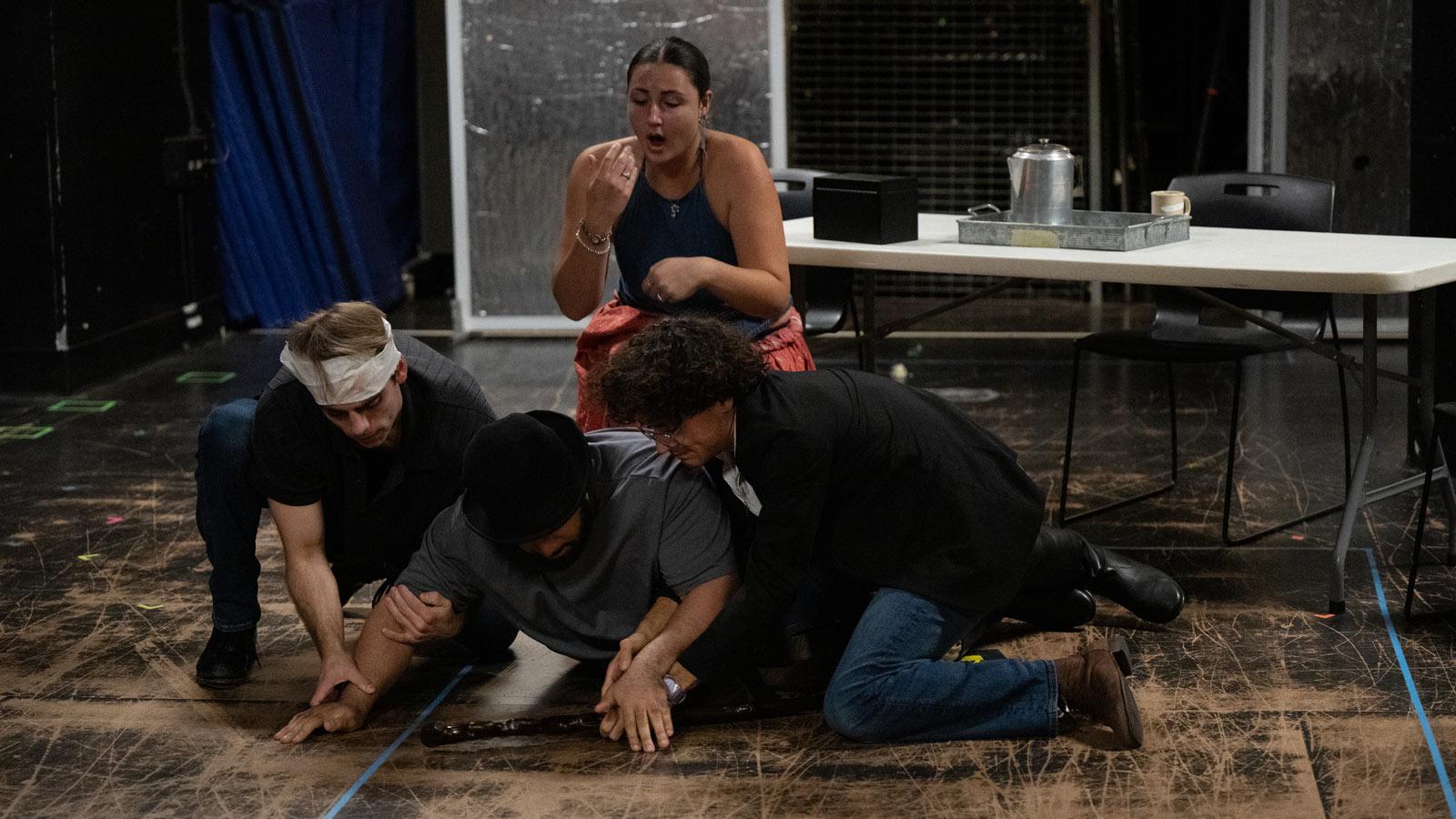 Sands students rehearsing for The Seagull.