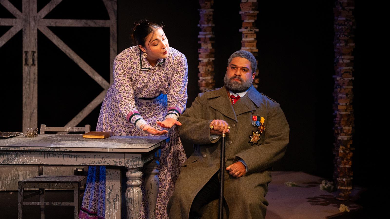 Actors on stage performing in The Seagull.