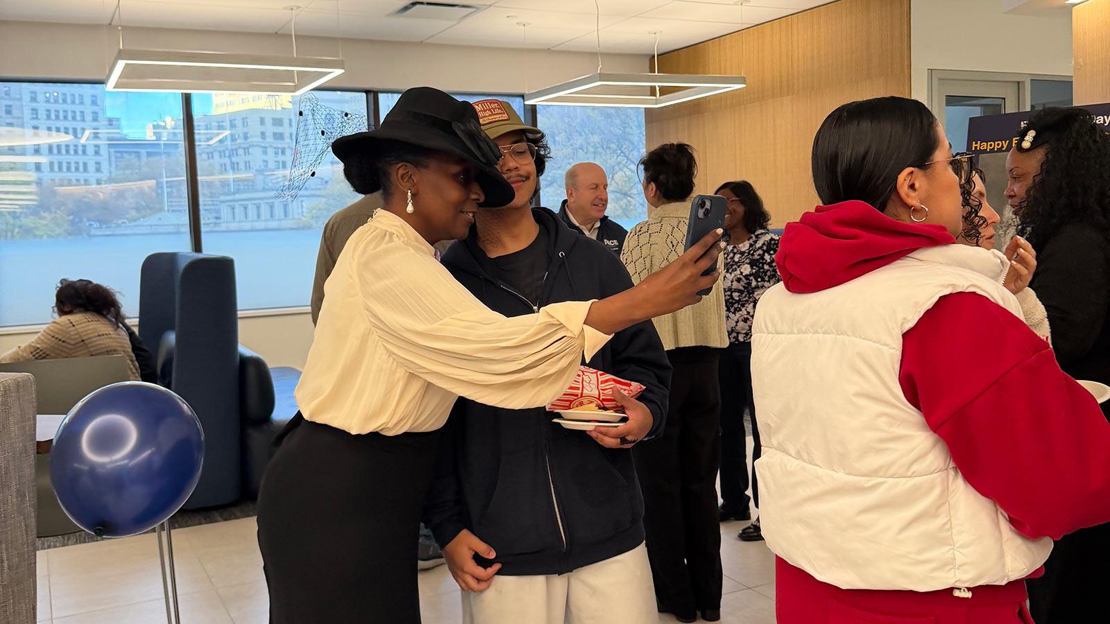 Tamara Kelly and a student at Lubin posing for the camera at the 2025 Lubin Founders Day Celebration