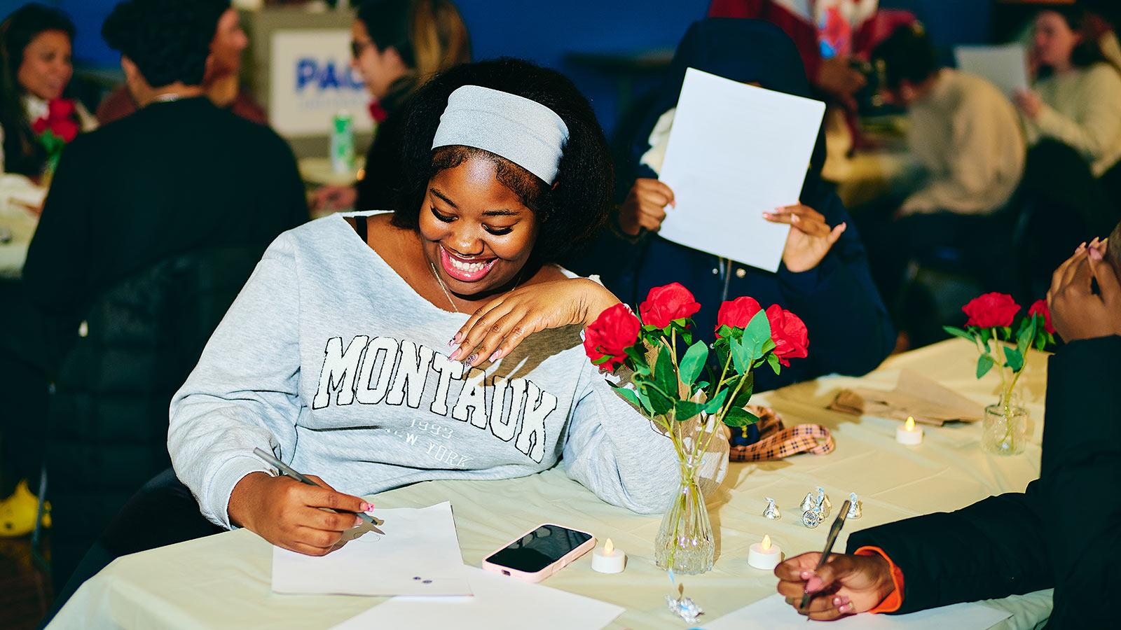 Pace University students complete activities at a date night