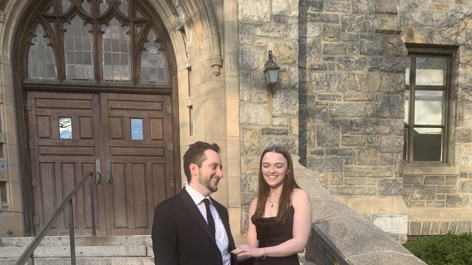 Elisabeth Haub School of Law at Pace University student alumni on Preston Hall steps