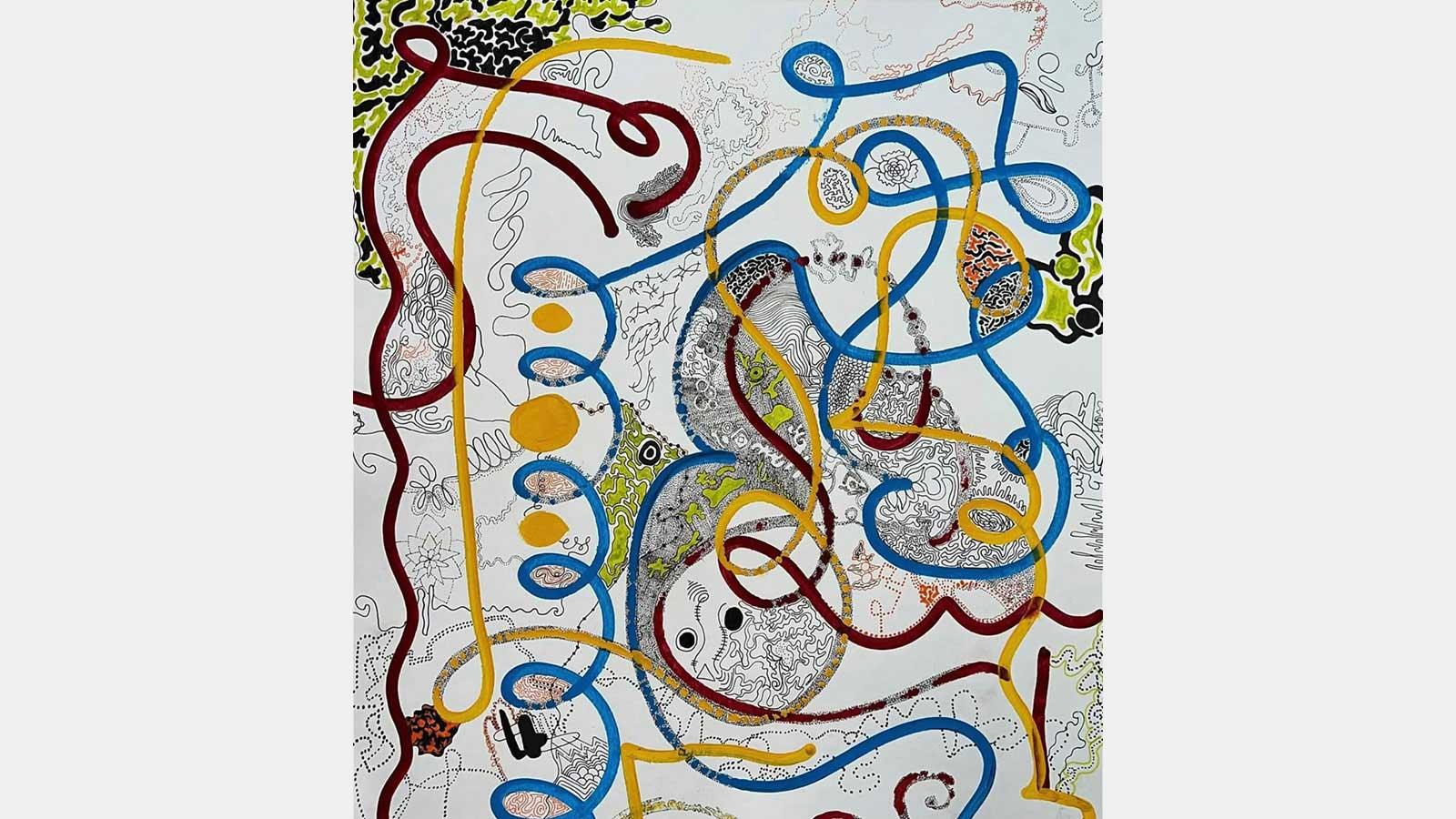 Abstract art called Echoes of You by student Thatcher Shimanski on display in the 2025 Annual Art Student Exhibition