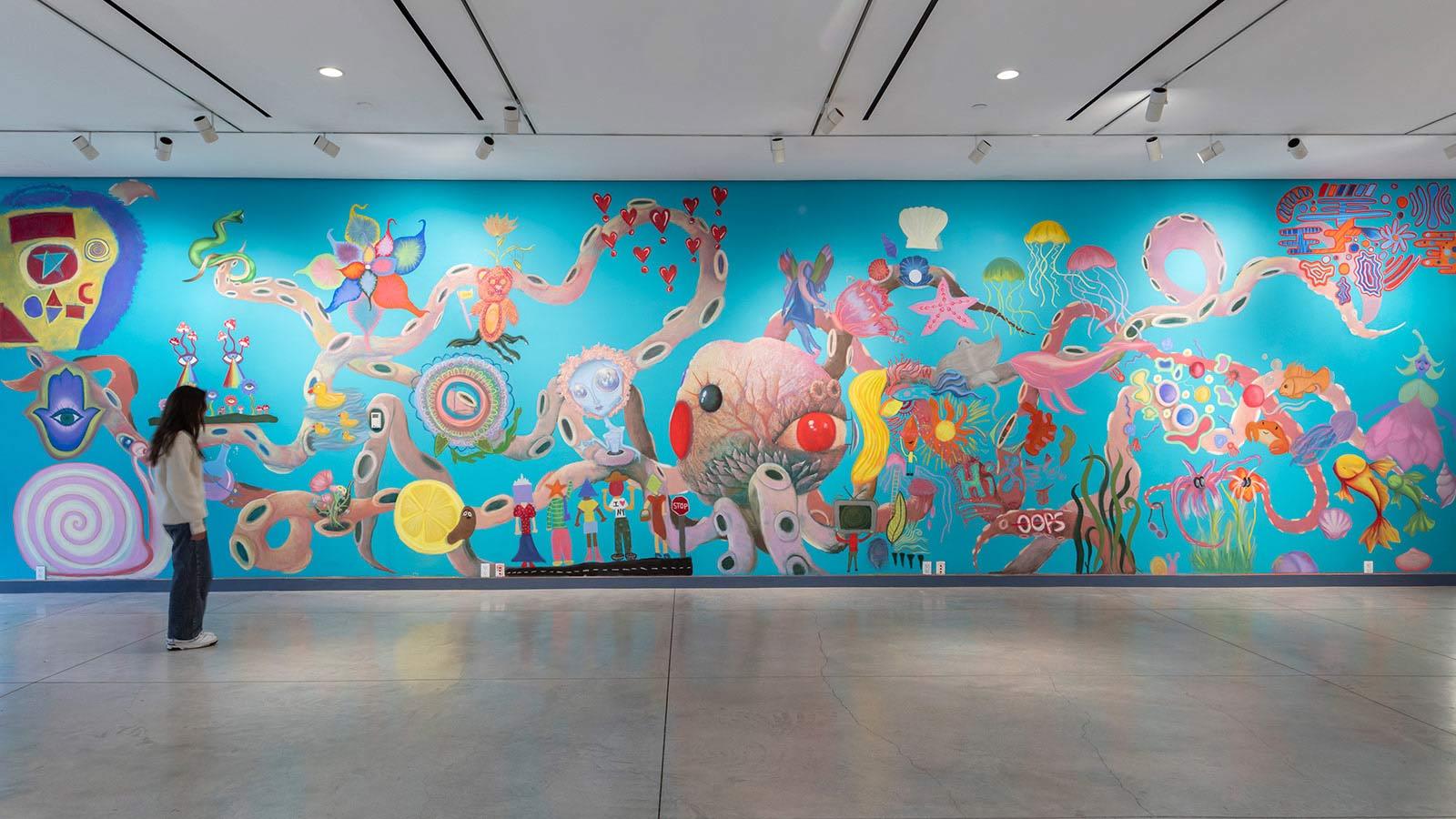 Artwork from "Mother Octopus" exhibit by artist Mie Yim at Pace University's Art Gallery